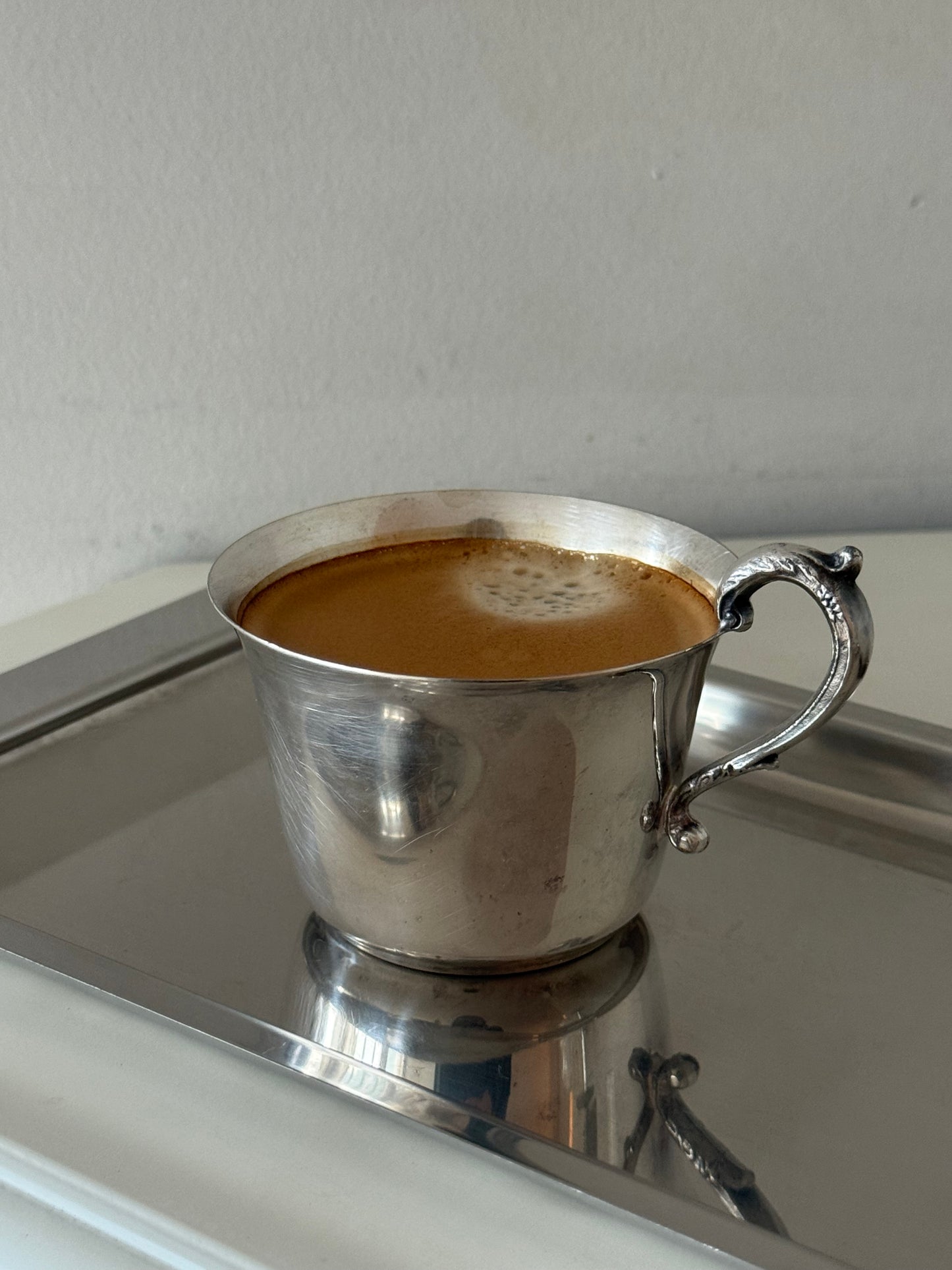 Pair of Silver plated coffee cups