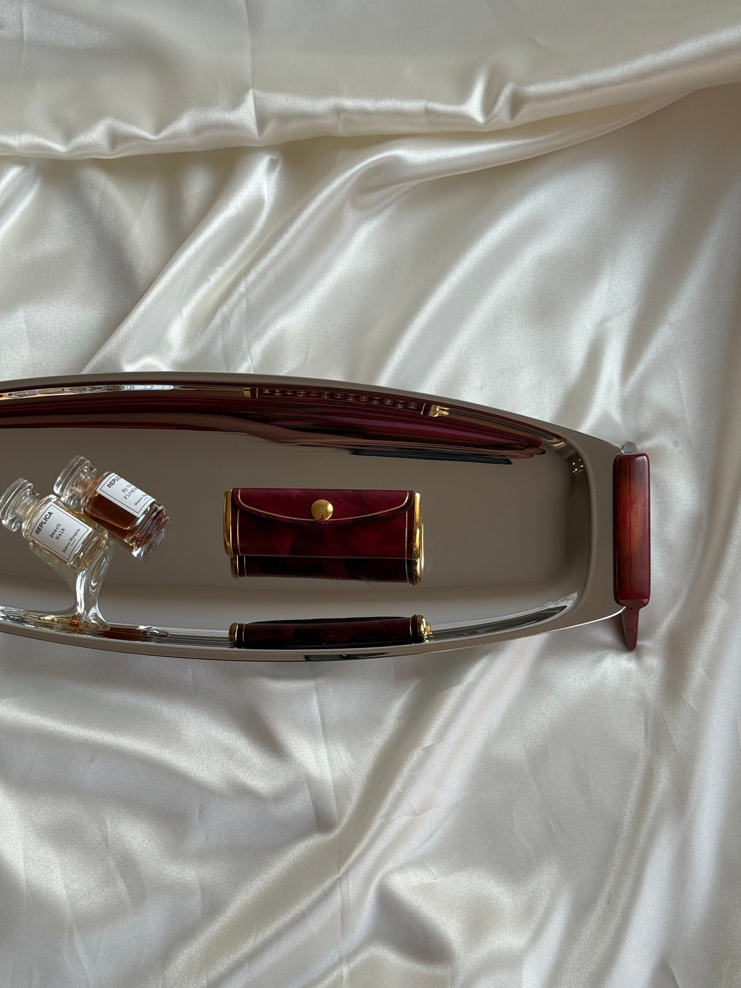 Vintage Italian Genuine Leather Lipstick Case with Mirror