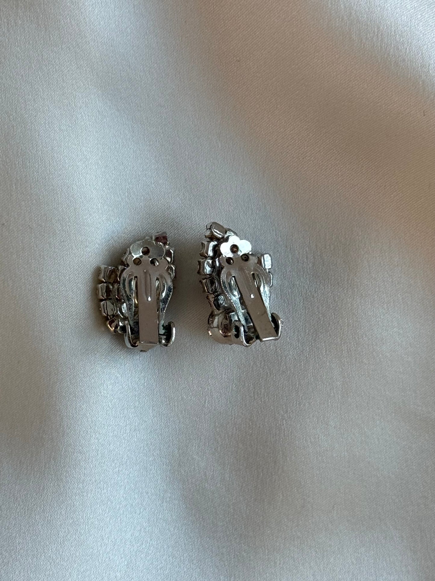 Set of Two pairs Vintage Clip-On Earrings – Rhinestone Statement Pieces