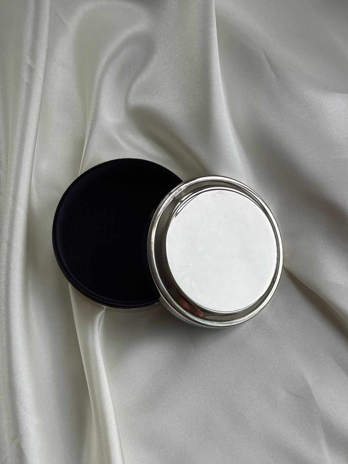 Vintage Silver-Plated Trinket Box with Velvet Interior