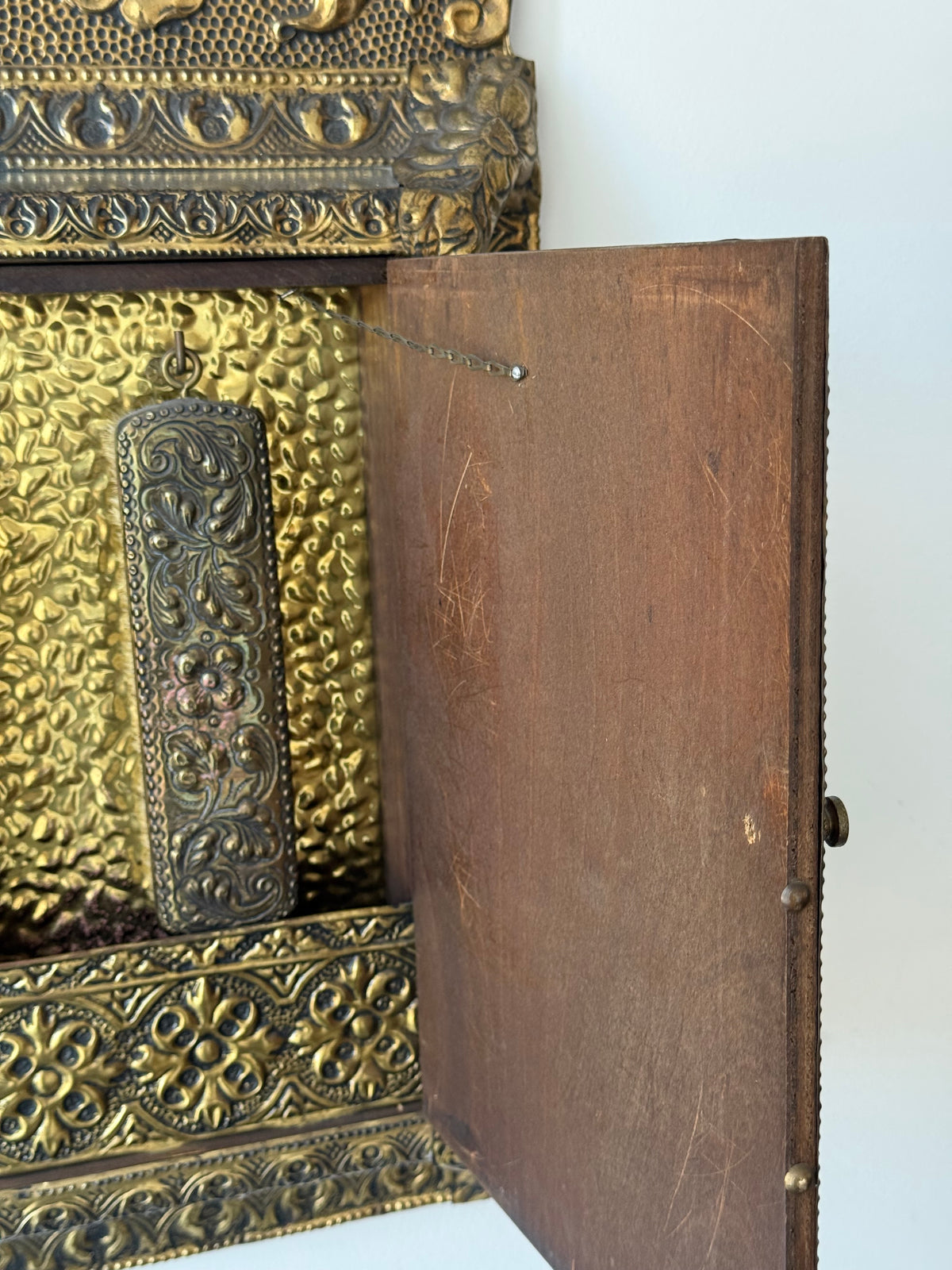 Antique Dutch Art Nouveau Brass Mirror Cabinet with Original Brushes | Circa 1900