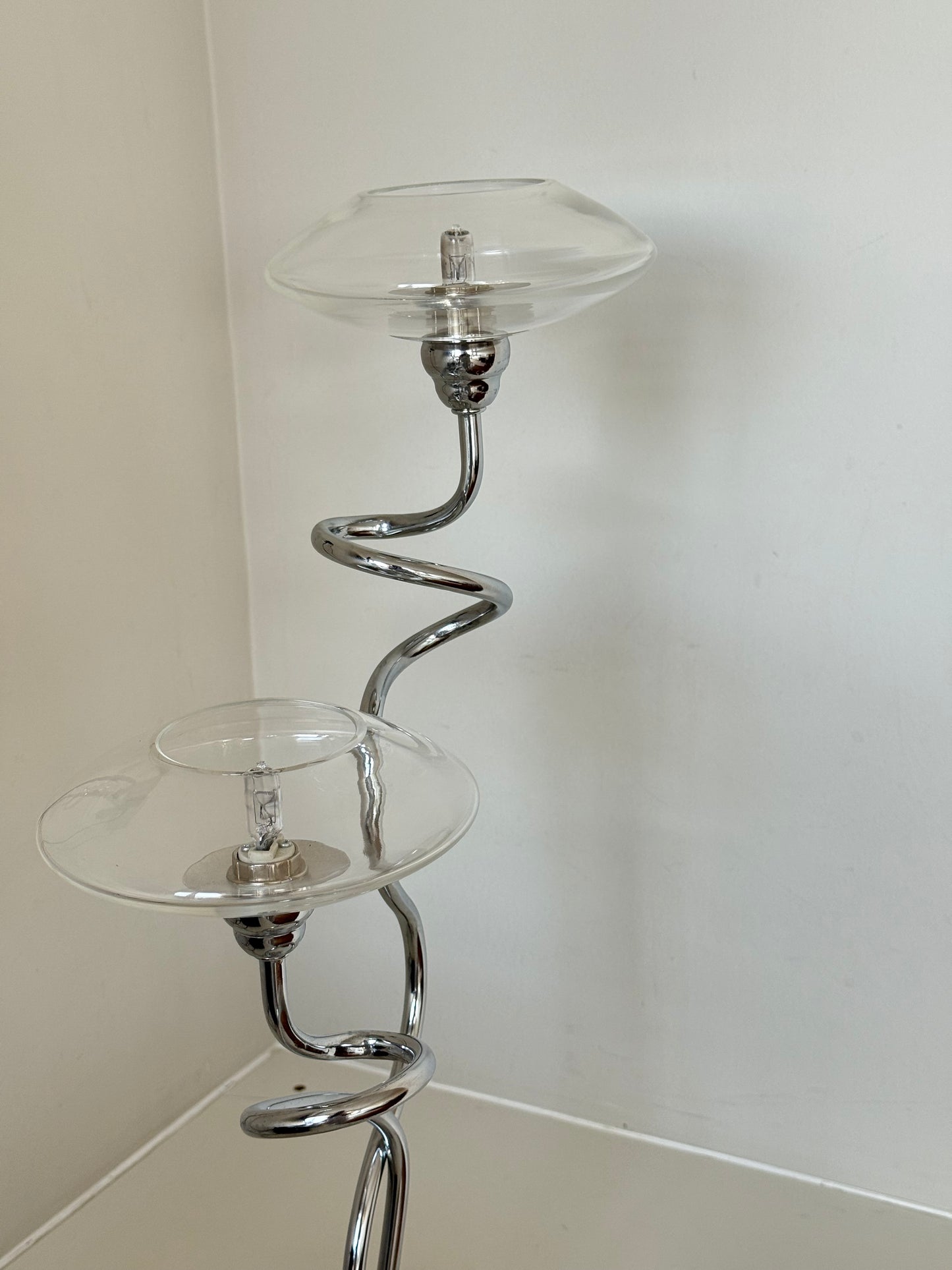 Modern Dual-Glass Chrome Table Lamp