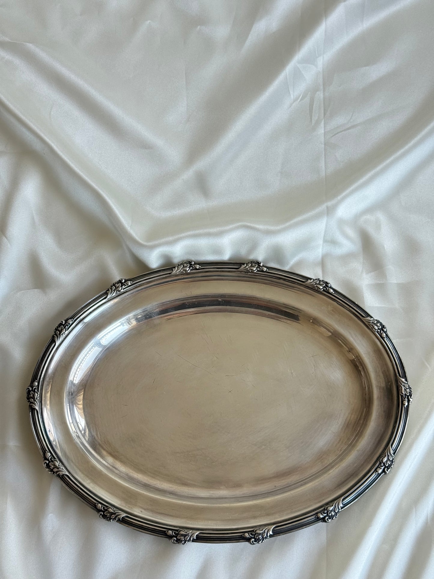 Vintage Heavy Silver Plated Serving Tray
