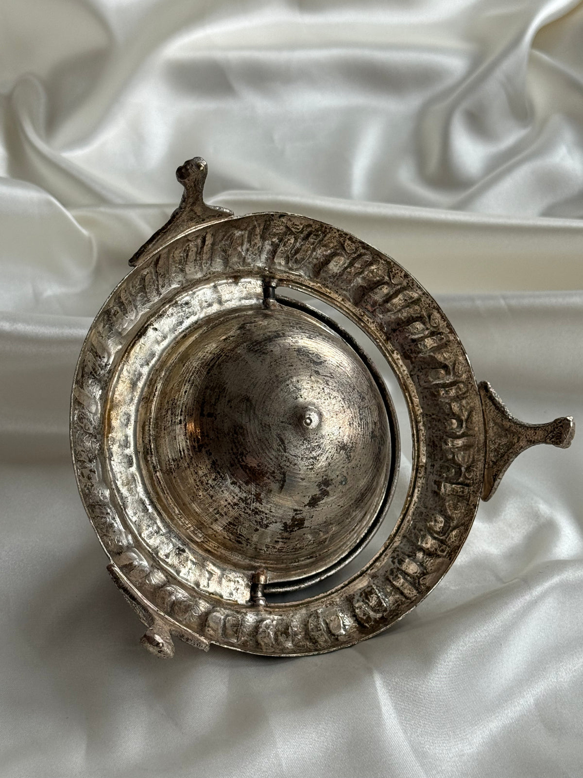 Vintage Egyptian Revival Caviar Serving Dish with Revolving Dome