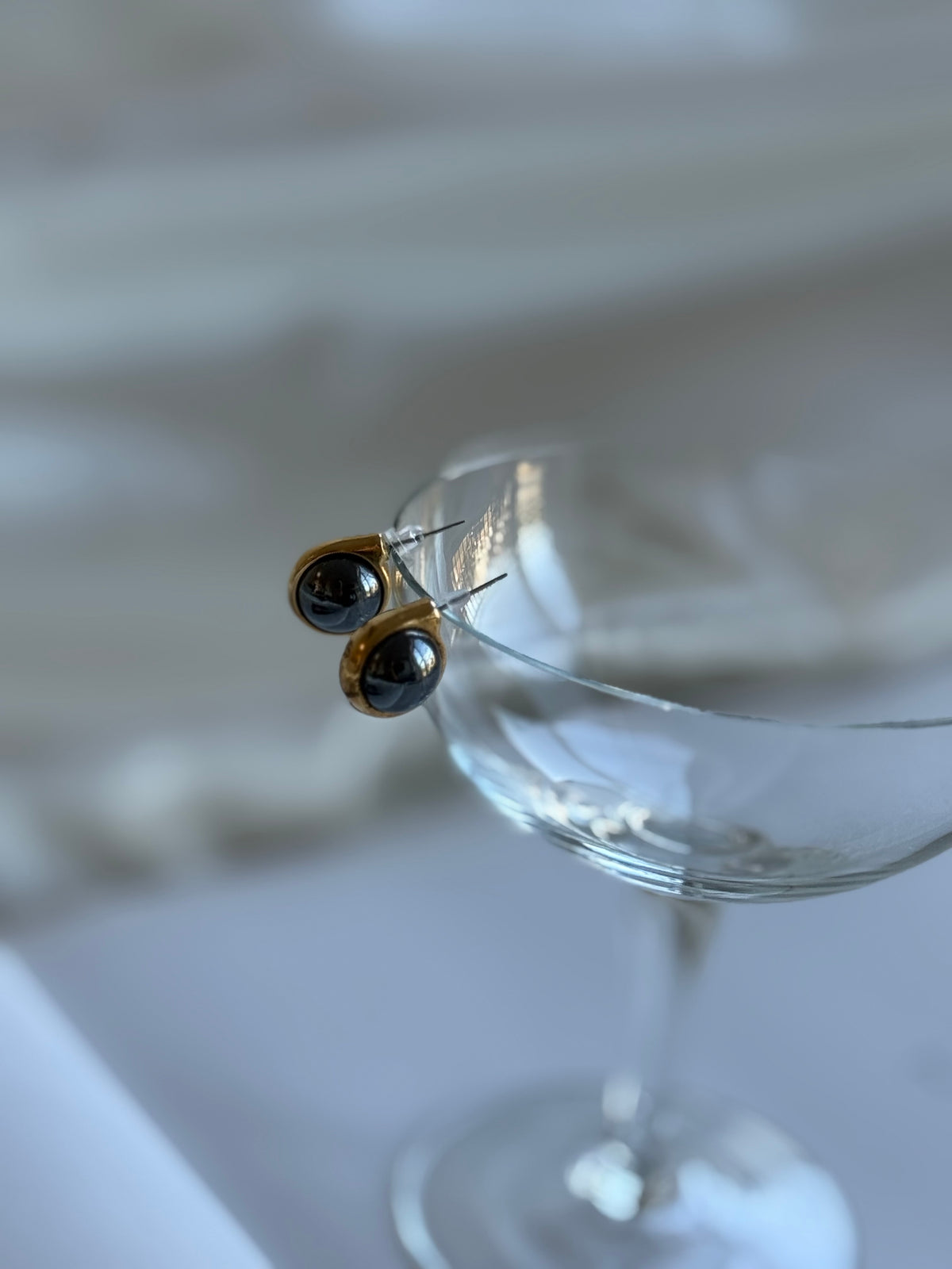 Vintage Hematite-Style Gold-Tone Stud Earrings