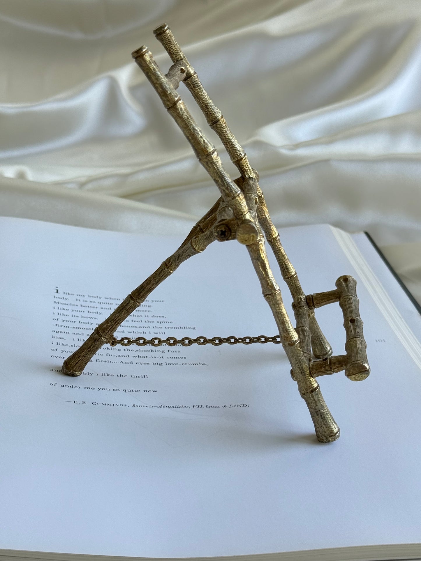 Vintage Brass Bamboo Easel / Display Stand