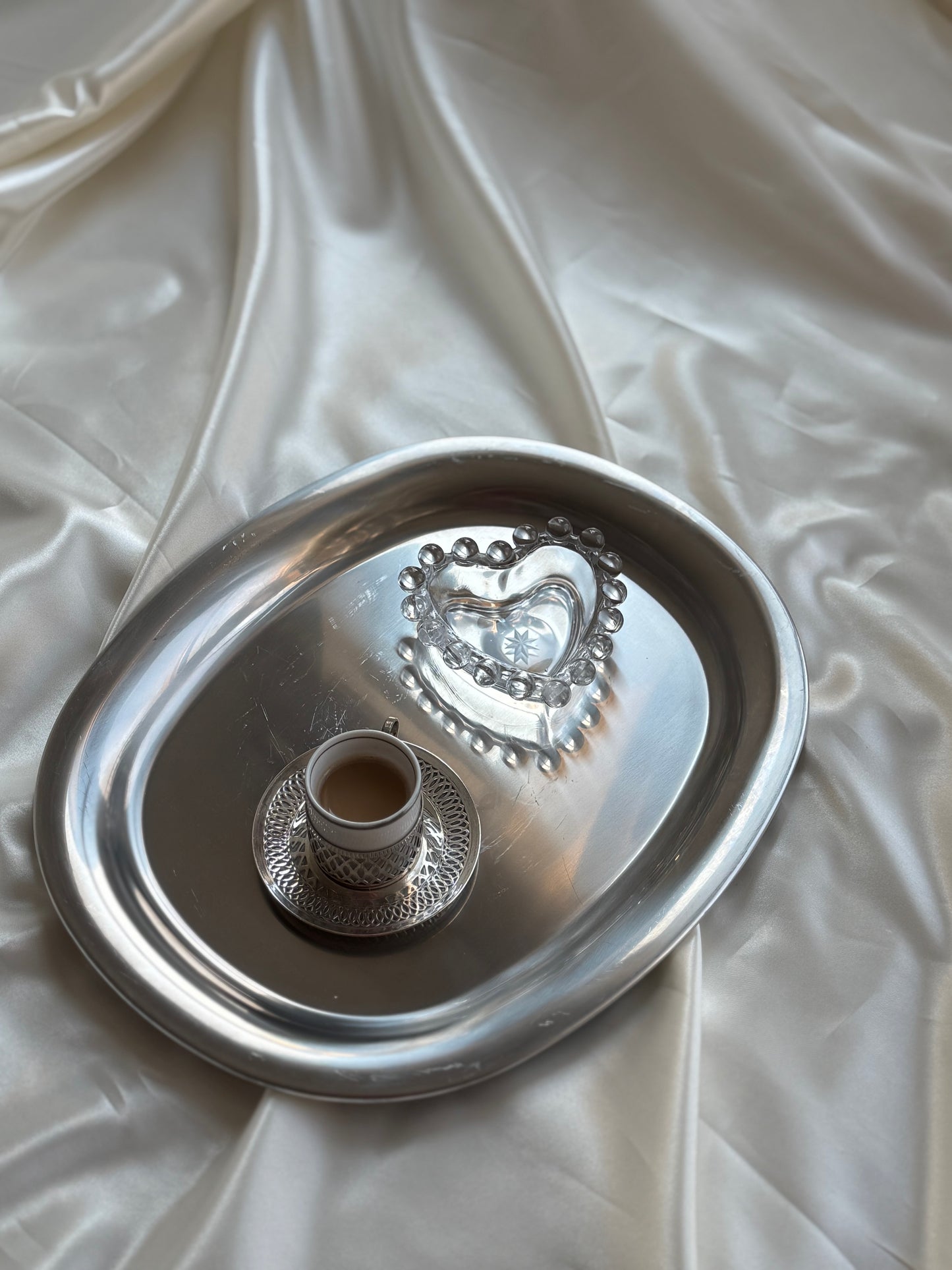 Mini Vintage Glass Heart Trinket Dish