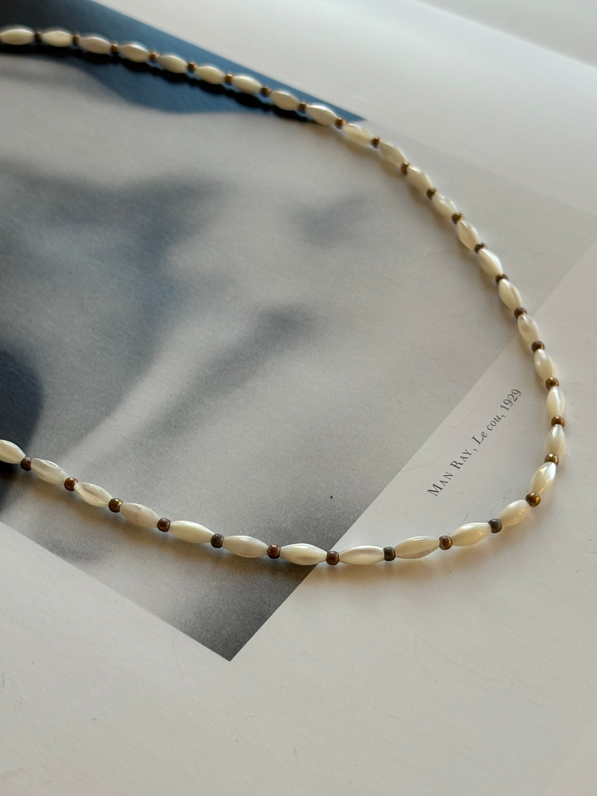 Vintage Mother-of-Pearl Beaded Necklace – 20”
