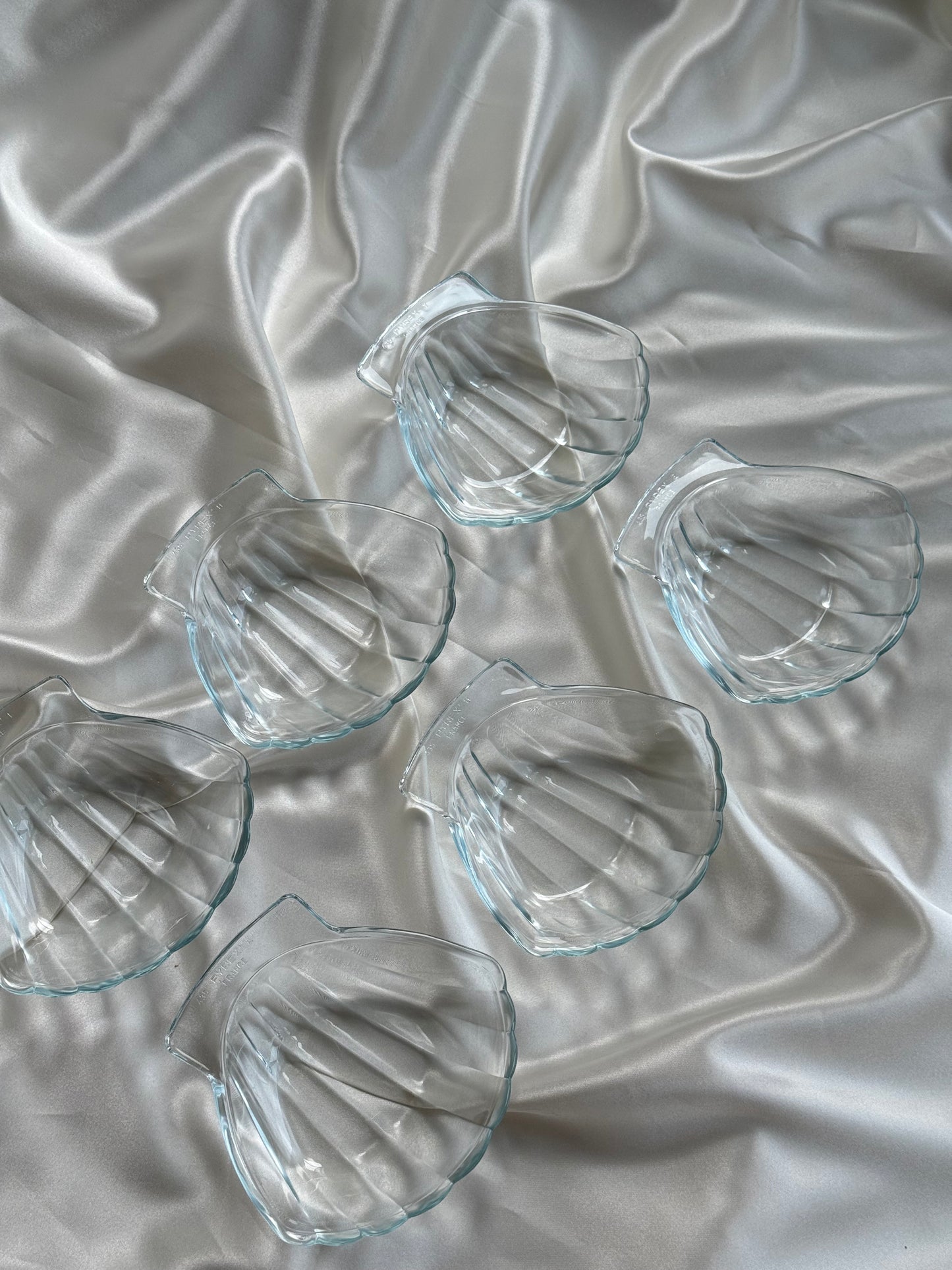 Vintage glass six shell dishes France