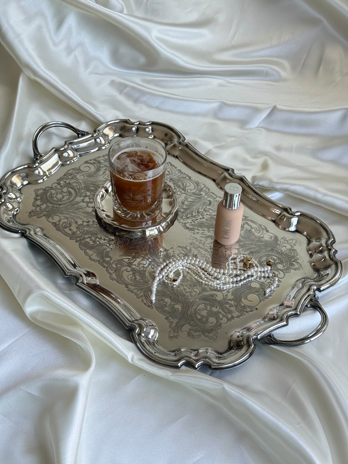 vintage silver plated serving tray