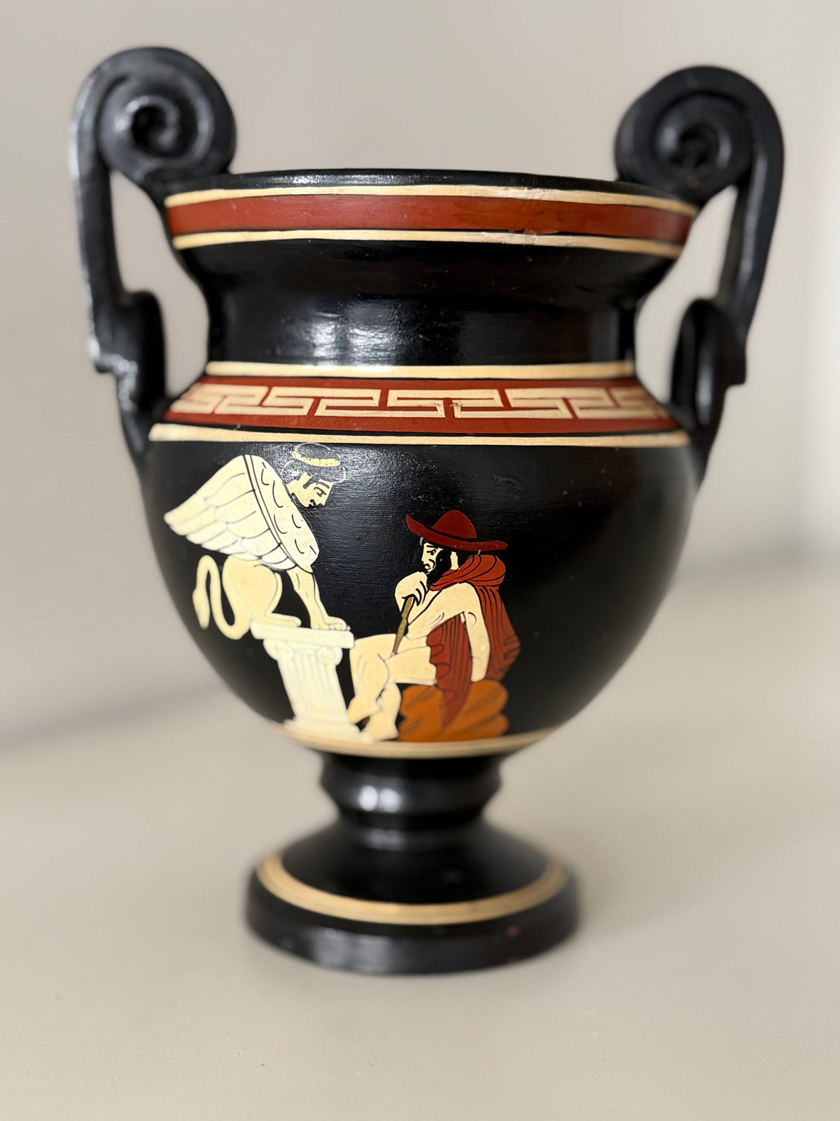 Vintage Greek Black-Figure Style Amphora Vase