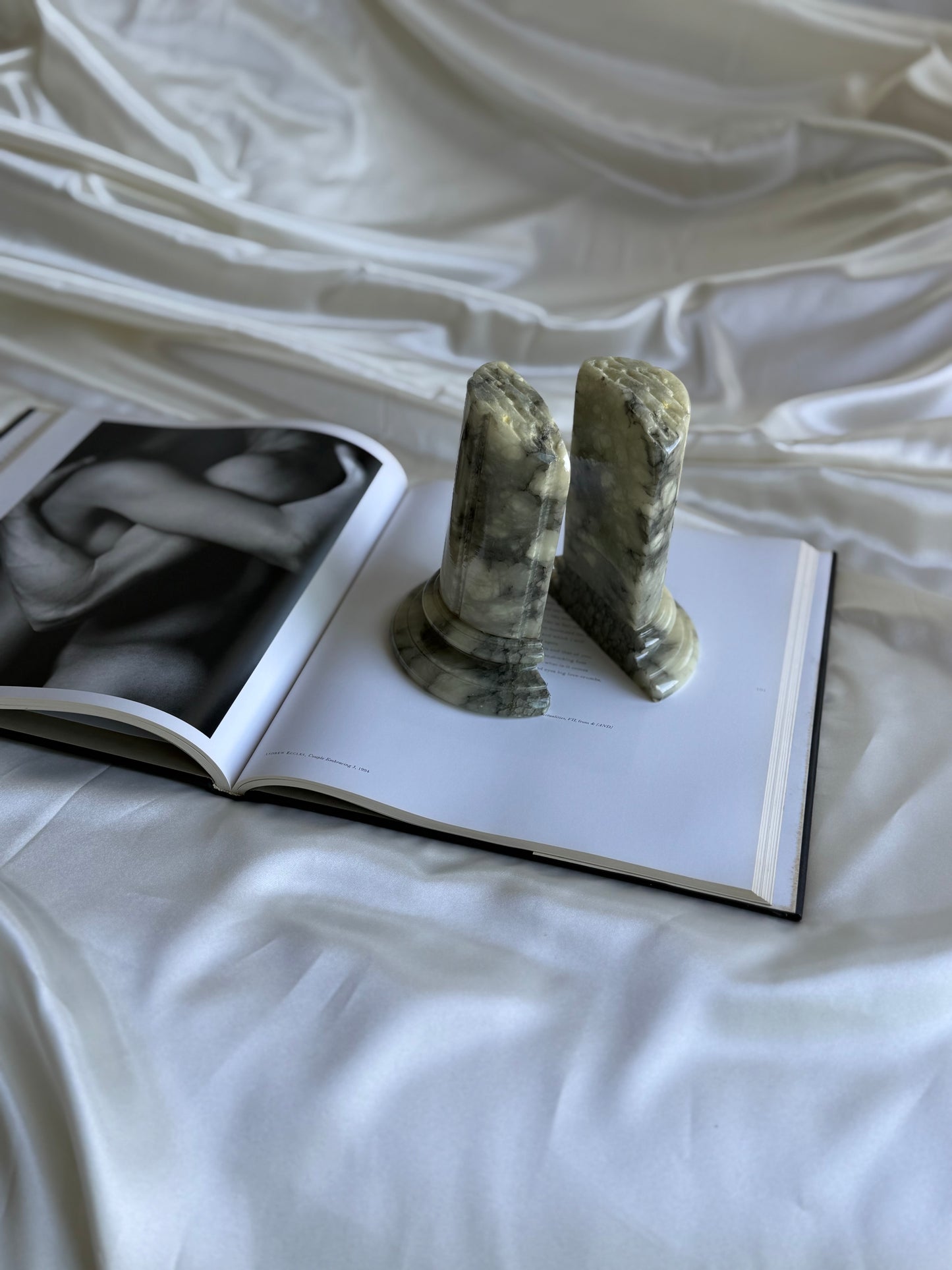 Vintage Alabaster Marble Bookends