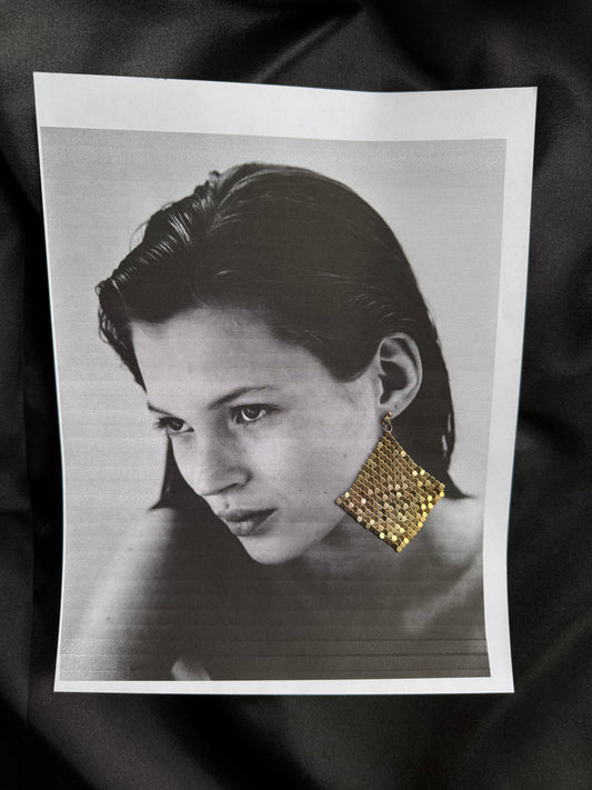Vintage Gold Mesh Statement Earrings