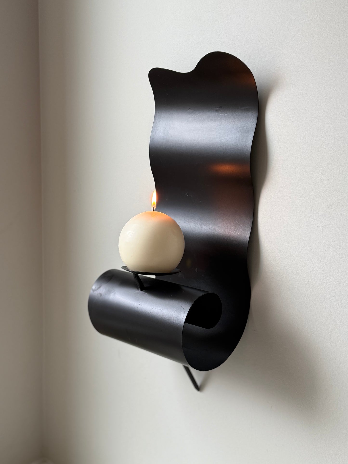 Sculptural Dark Metal Wall Sconce