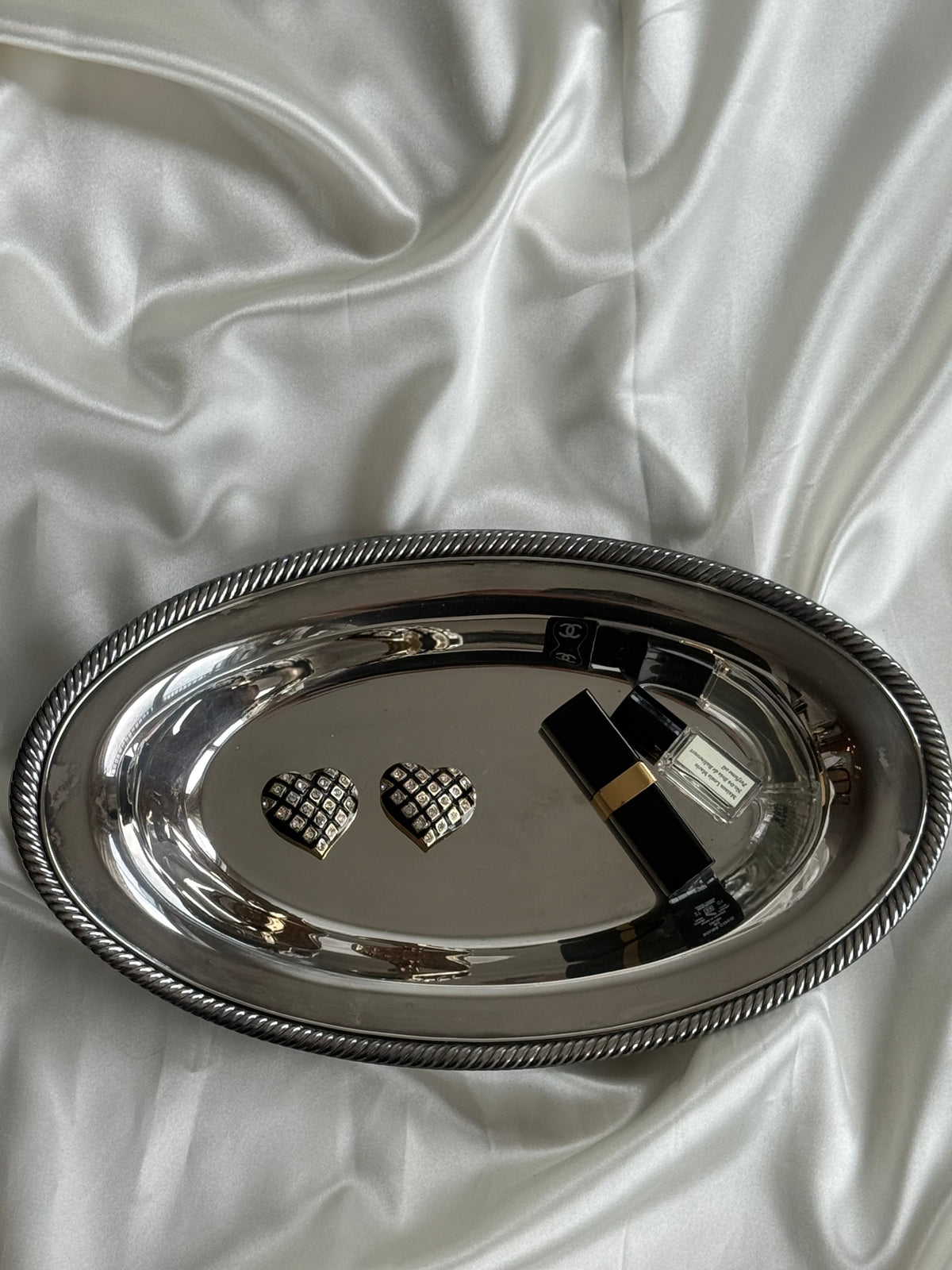 Vintage Silver Plated Oval Serving Tray with Rope Edge Detail