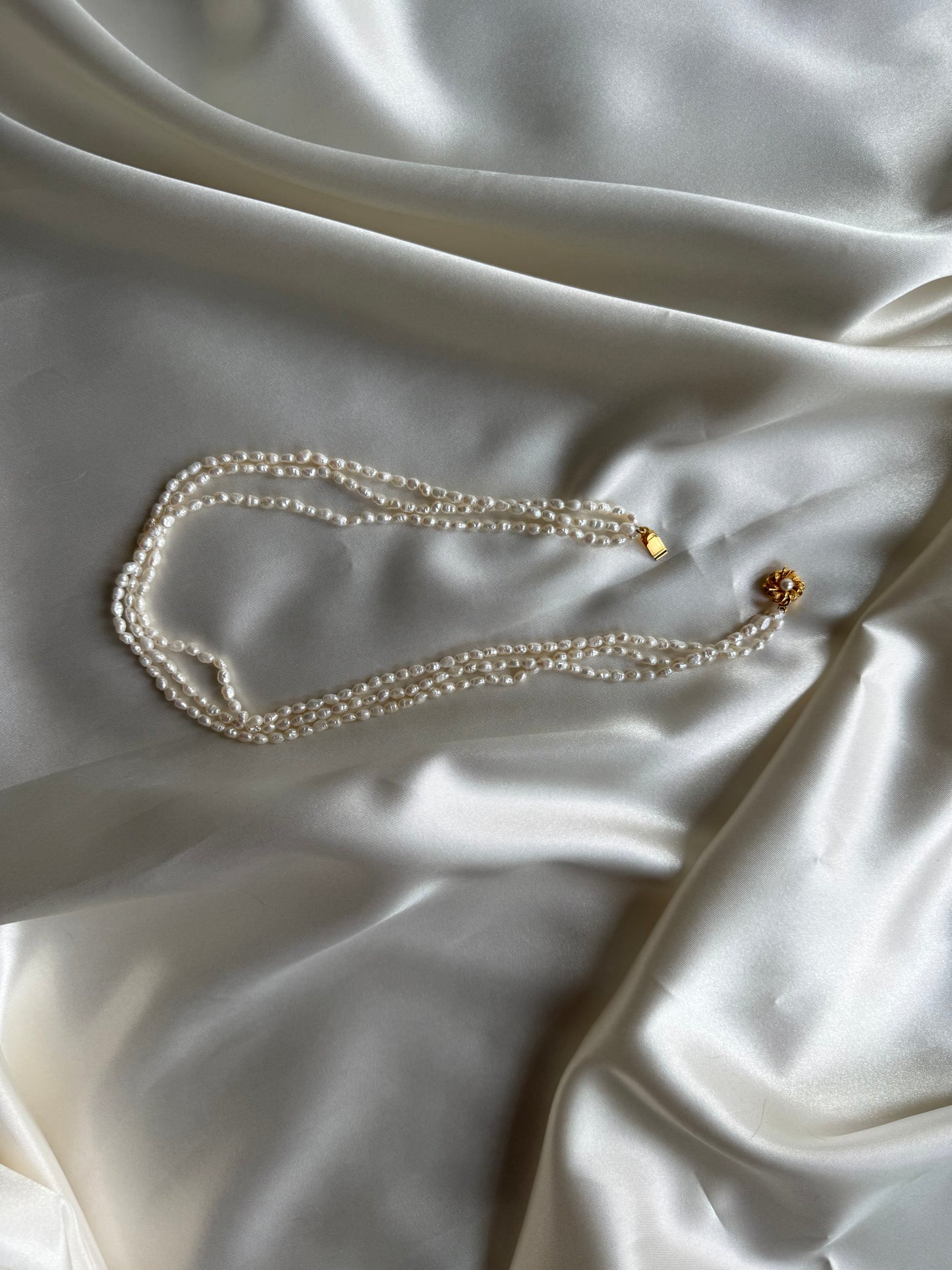 Vintage Triple Strand Freshwater Pearl Necklace