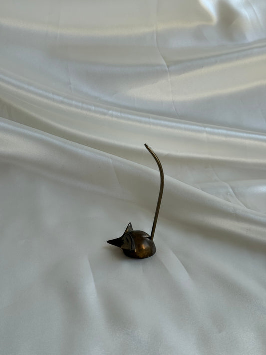 Vintage Brass Mouse Ring Holder