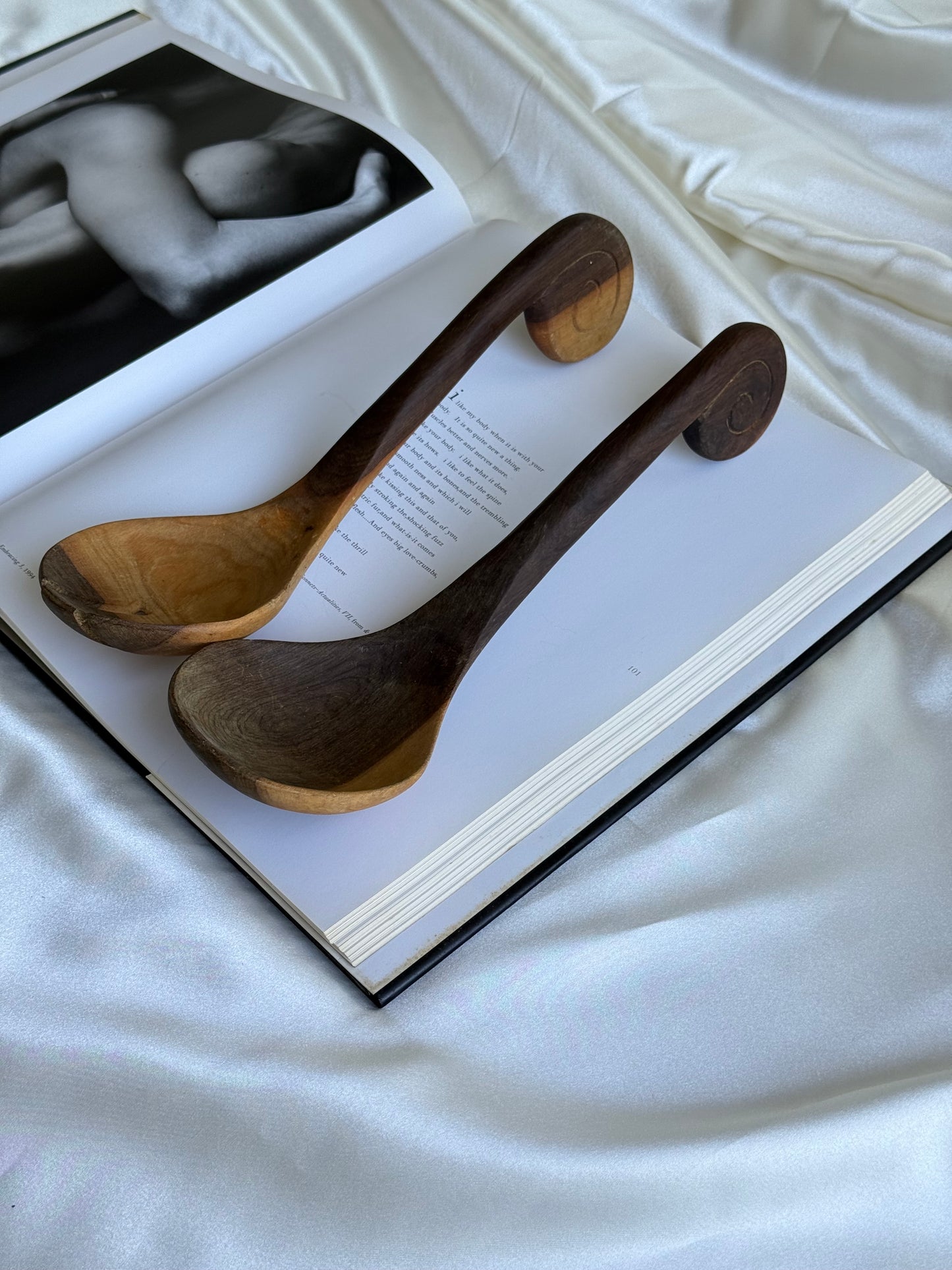 Vintage Hand-Carved Wooden Salad Servers