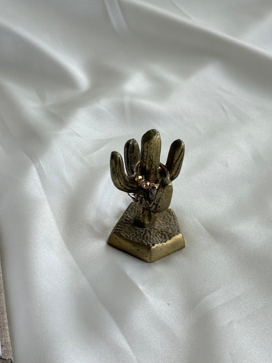 Mini Brass Cactus Ring Holder