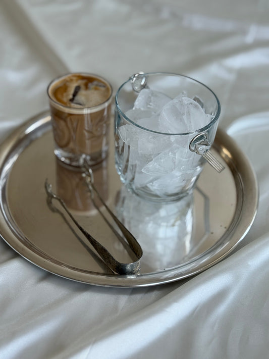 Italian Glass Ice Bucket with Removable Handle