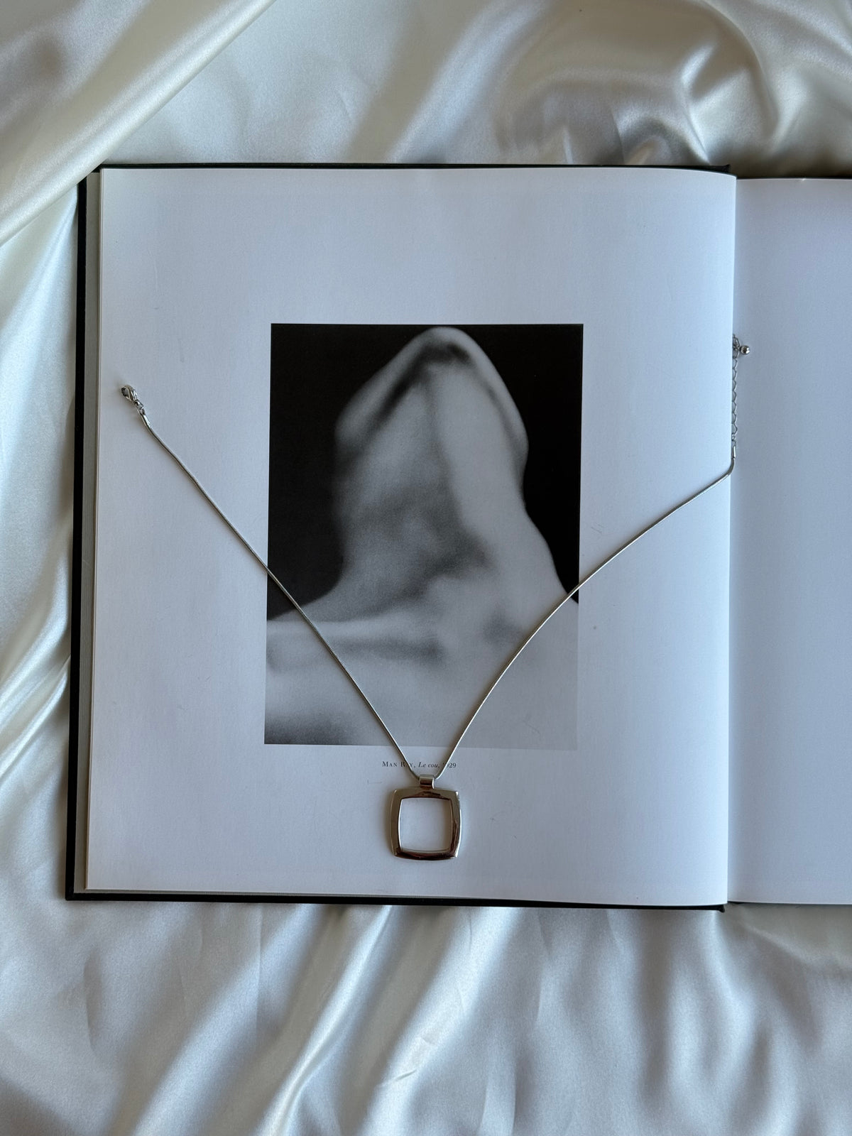 Vintage Silver-Toned Modernist Pendant Necklace