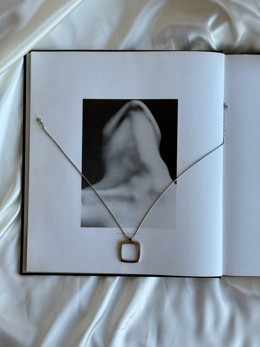 Vintage Silver-Toned Modernist Pendant Necklace