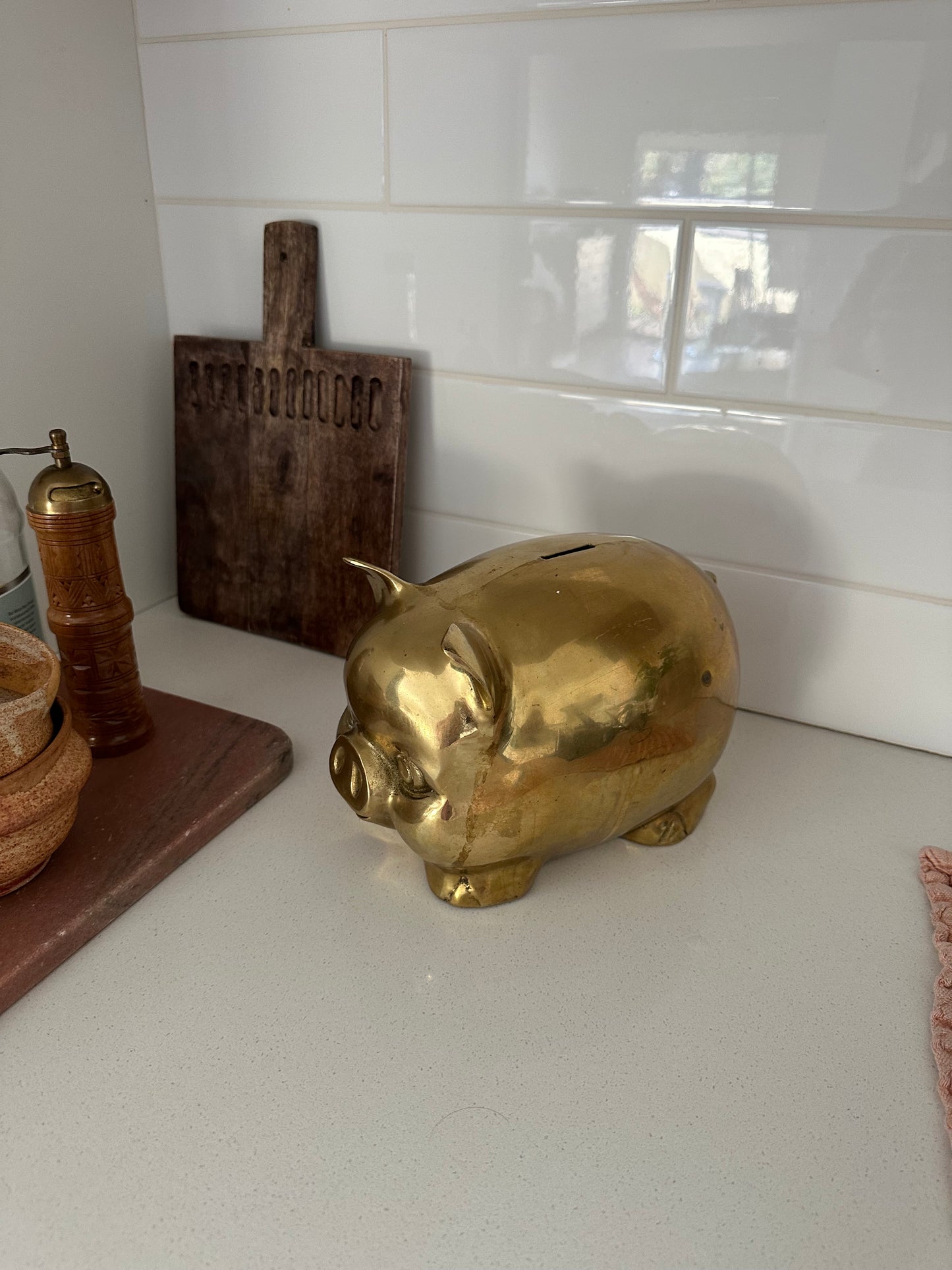 Vintage brass piggy bank