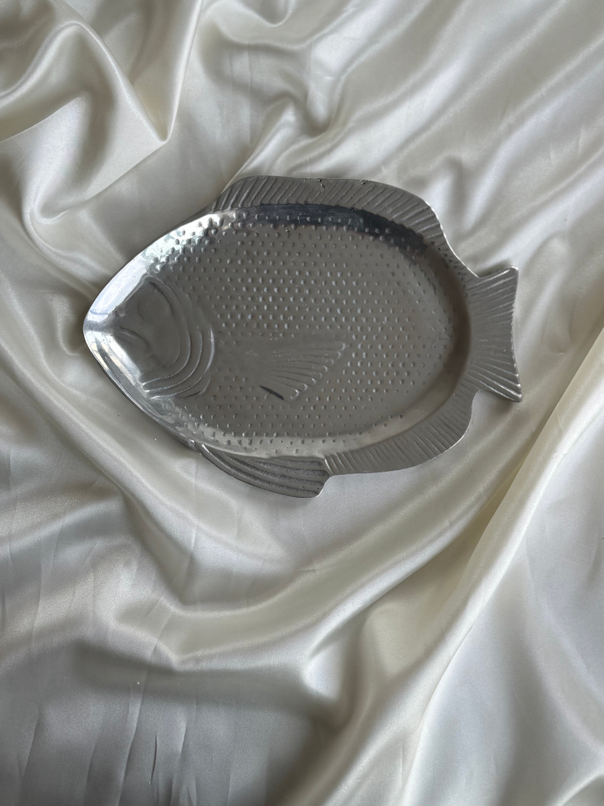 Vintage Silver Tone Fish-Shaped Serving Dish