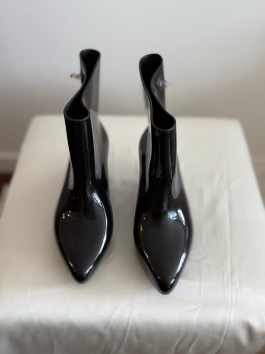Melissa x Jeremy Scott Glossy Black Ankle Boots