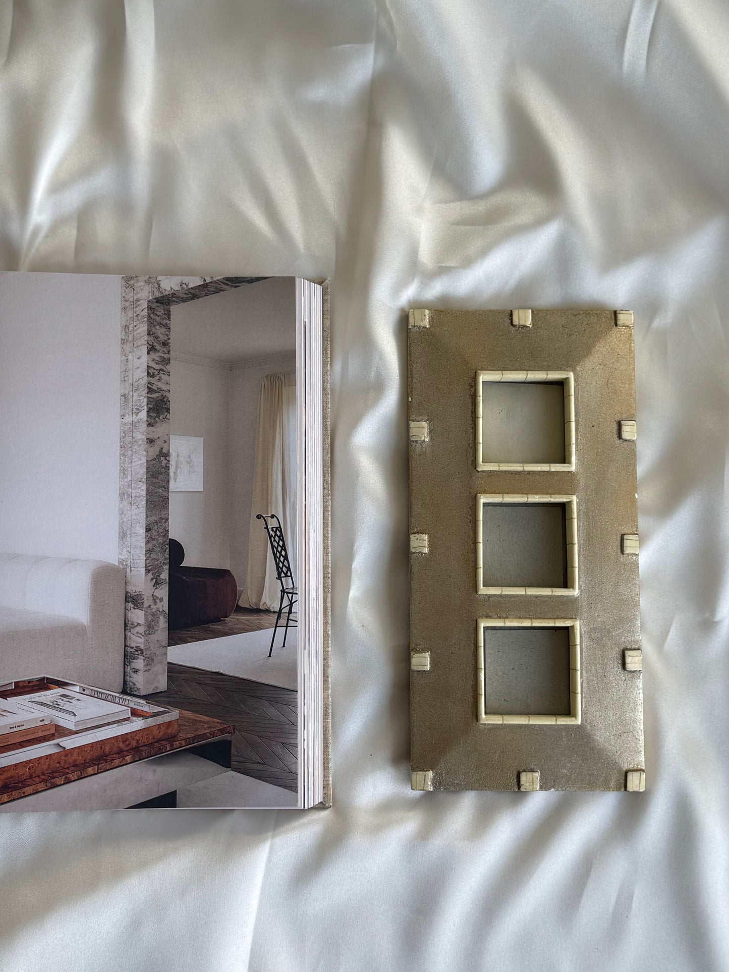 Vintage Terragrafics 3-Opening Bone Inlay Frame