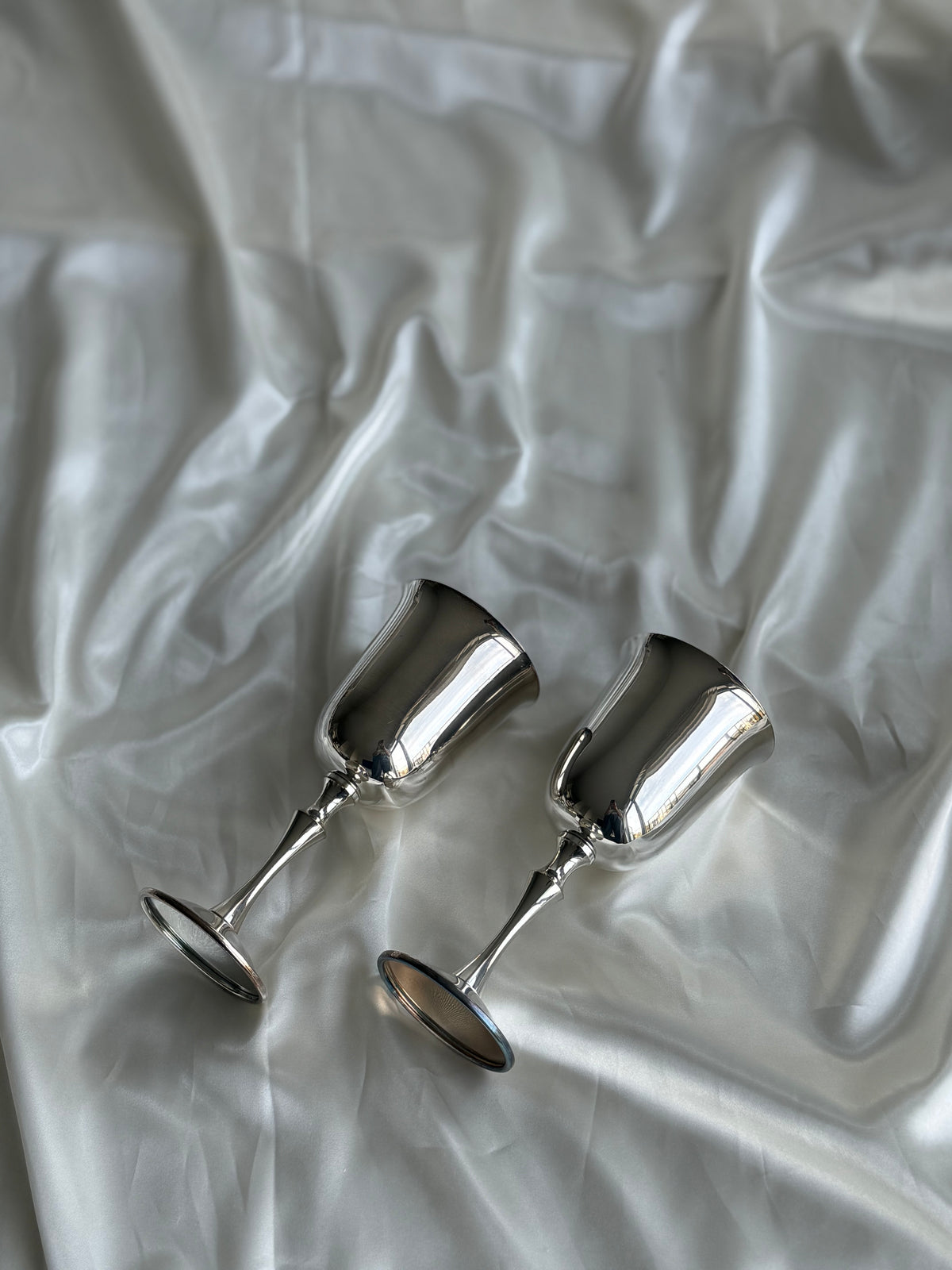 Vintage Spanish Silver-Plated Wine Goblets – Set of Two