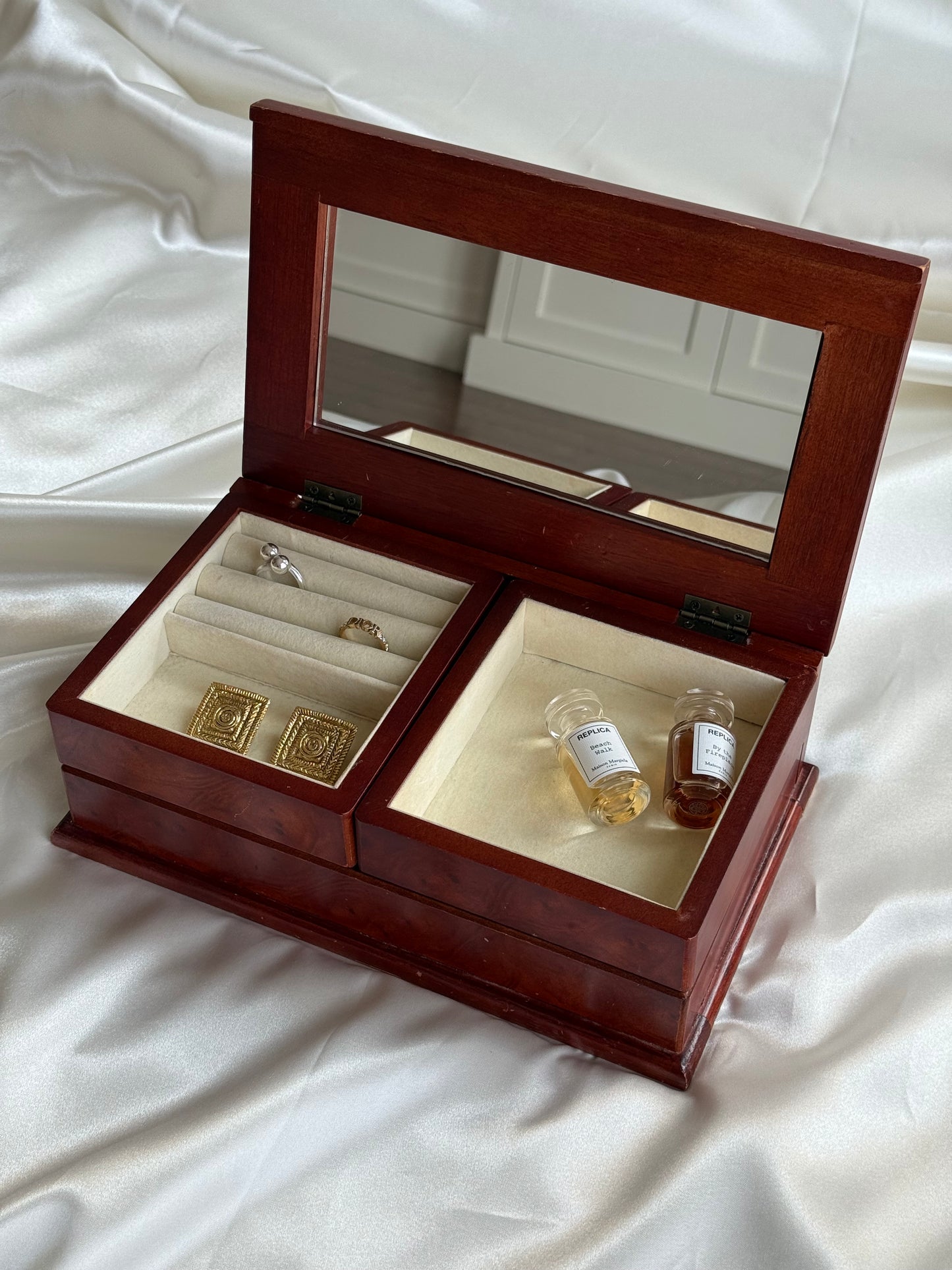 Vintage Burl Wood Jewelry Box