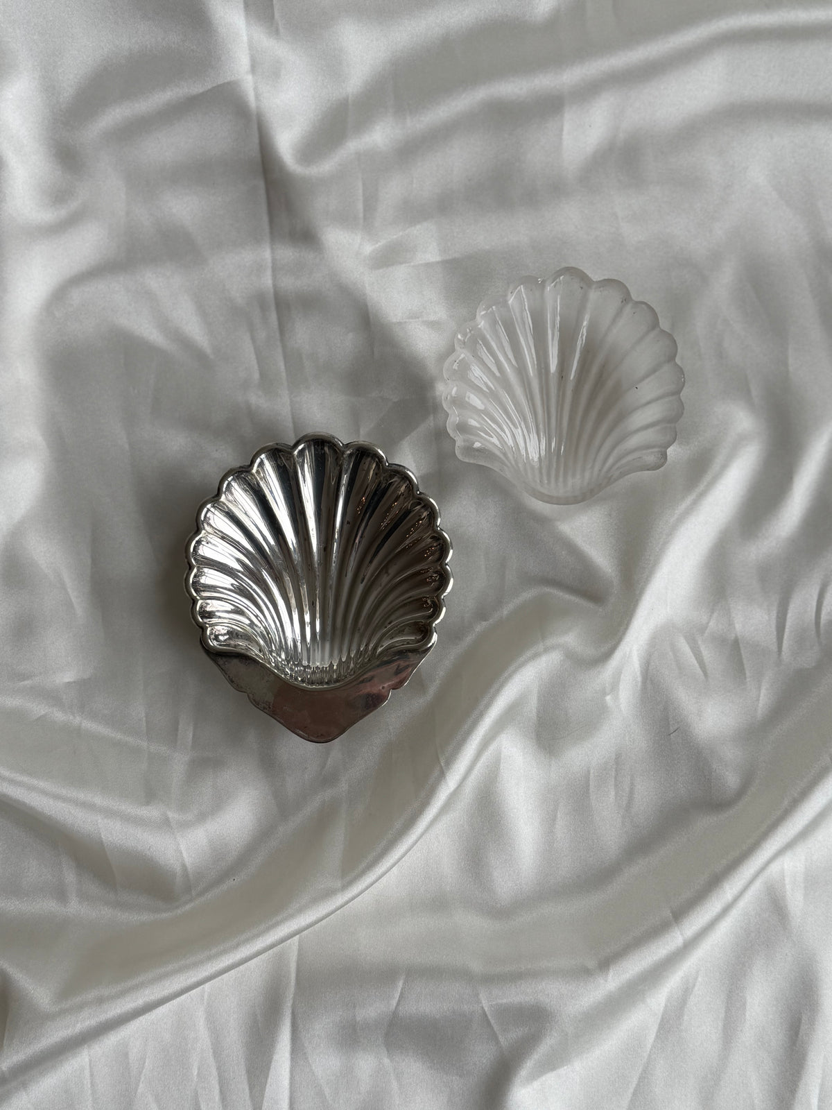 Vintage English Silver-Plated Shell Dish with Removable Glass Insert | Helios Plate