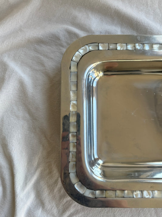 Vintage Square Tray with Mother of Pearl Inlay