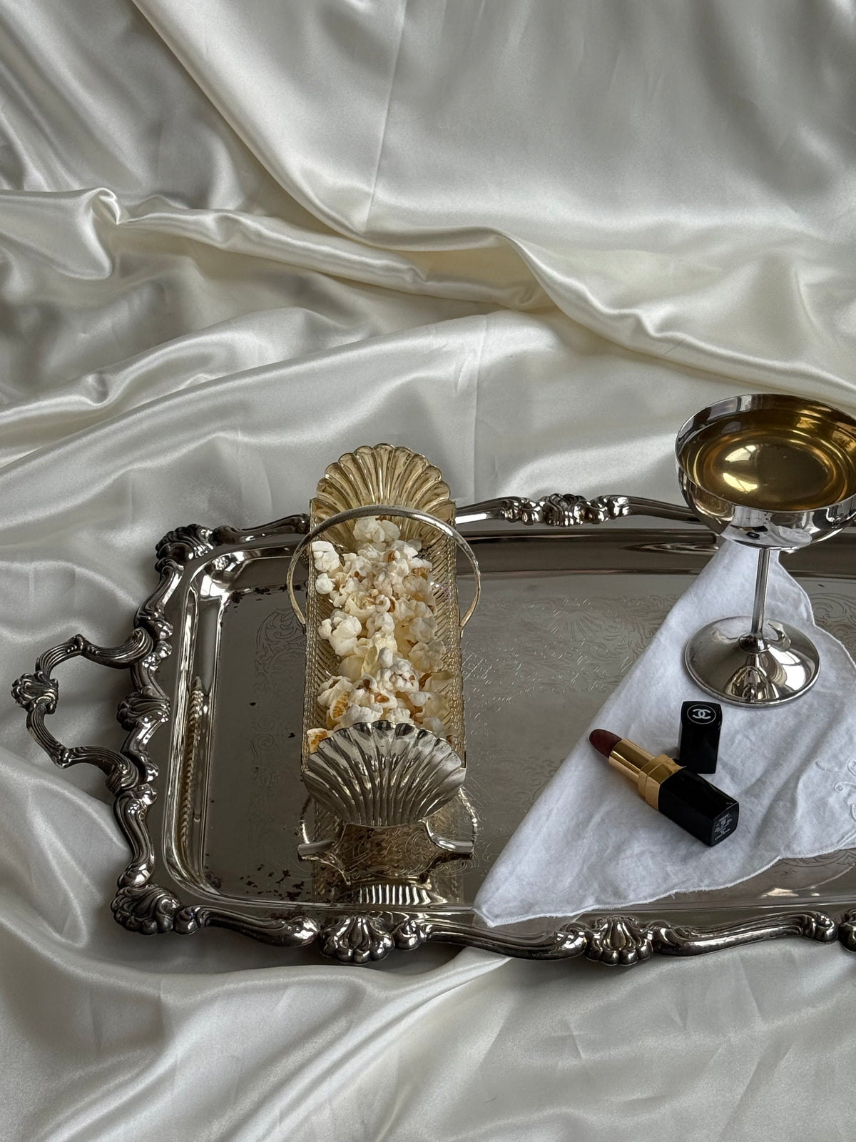 Vintage English-Style Silver-Plated Shell Motif Biscuit Tray – 8.5”