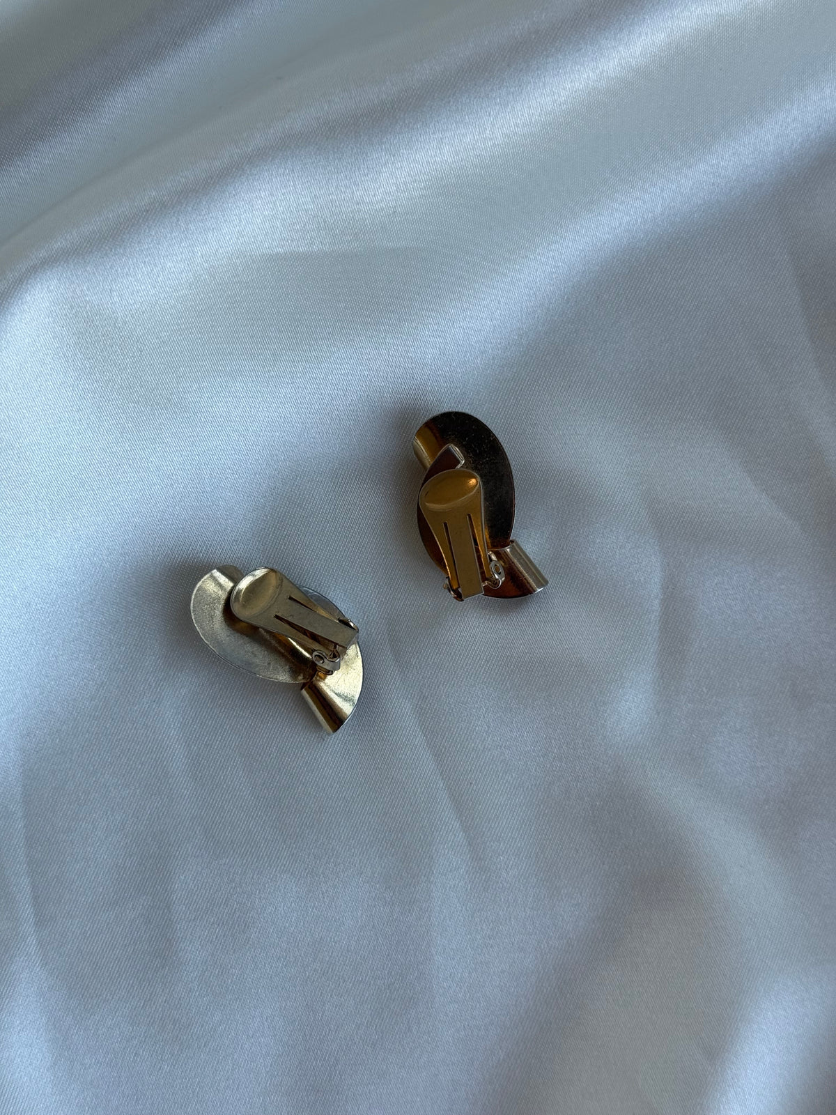Vintage Two-Tone Sculptural Clip-On Earrings