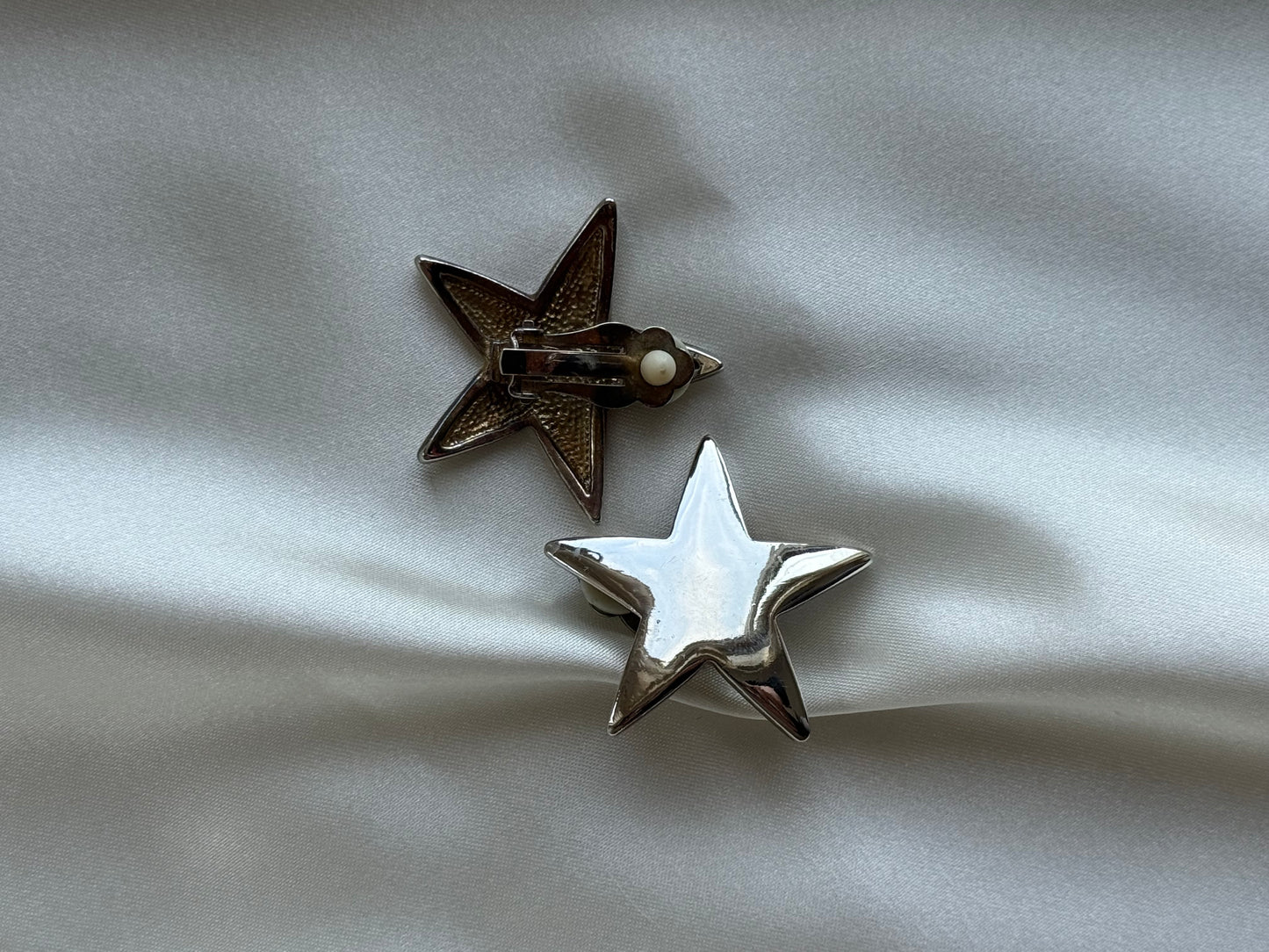 Vintage Silver-Plated Star Clip-On Earrings