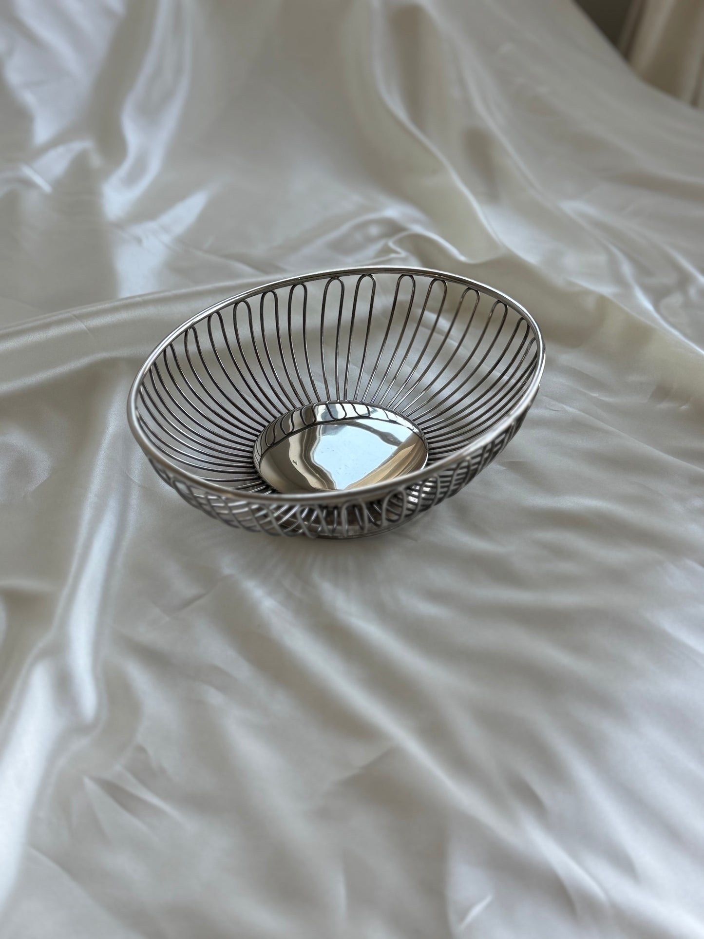 Vintage Silver Plated on Steel Wire Bowl
