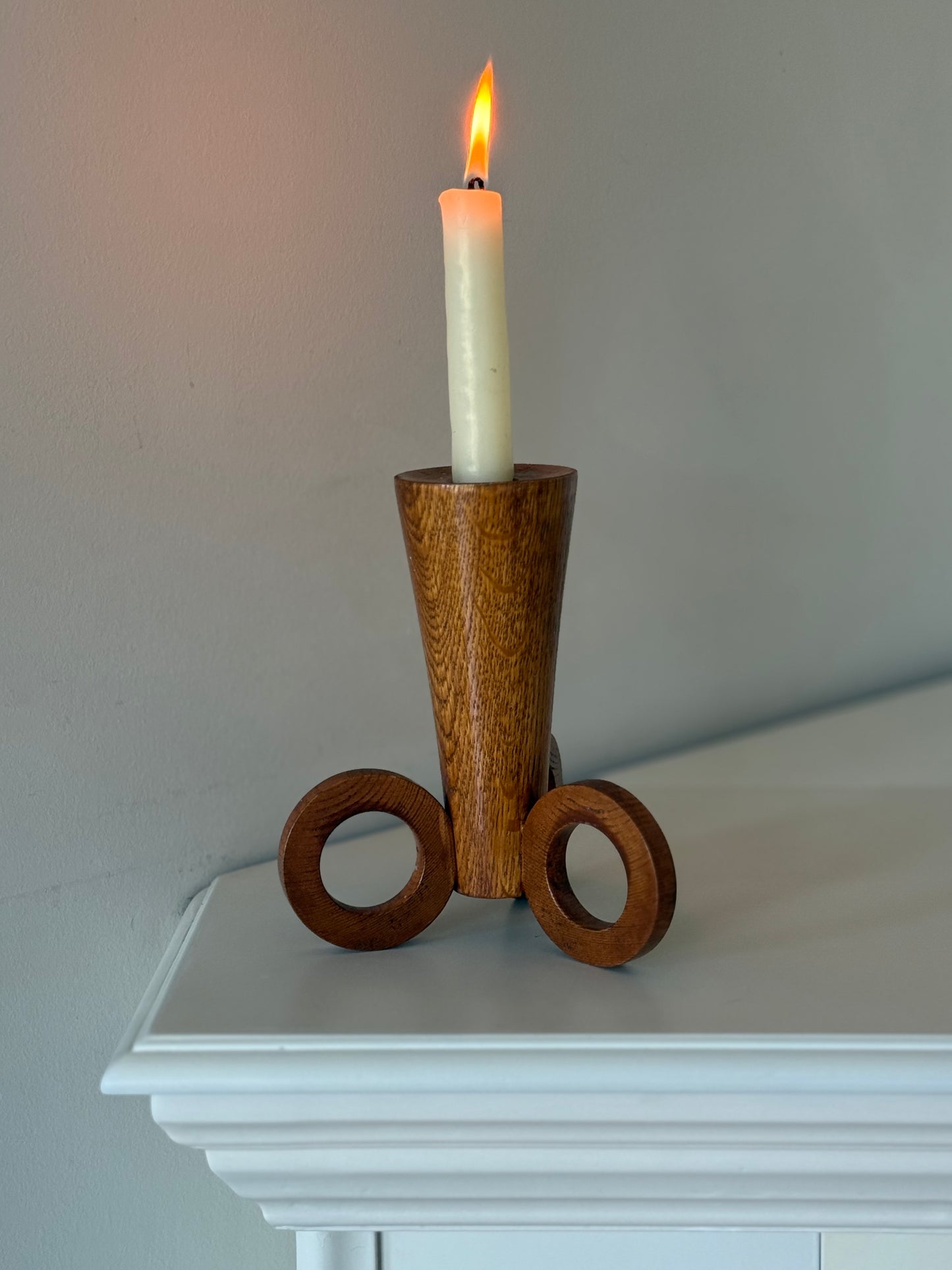 Mid-Century Modern Wooden Candle Holder