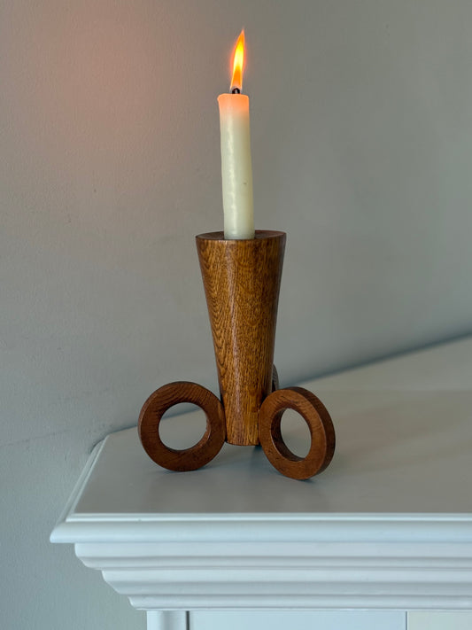 Mid-Century Modern Wooden Candle Holder