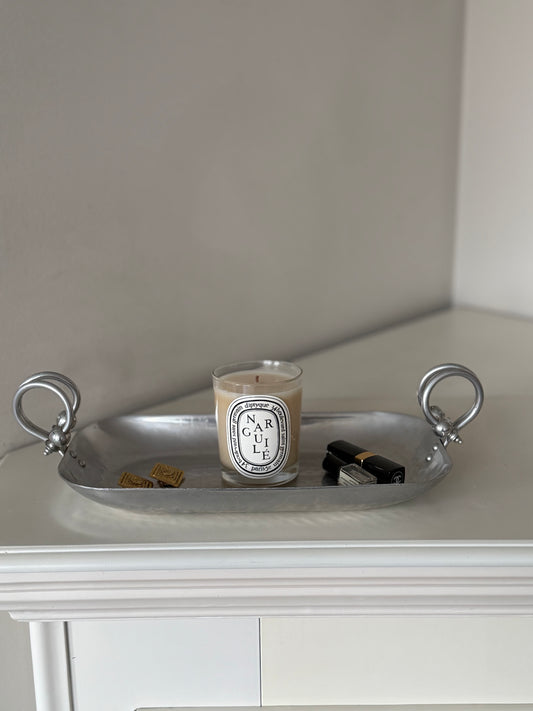 Vintage Buenilum Hand-Wrought Aluminum Tray with Sculptural Handles
