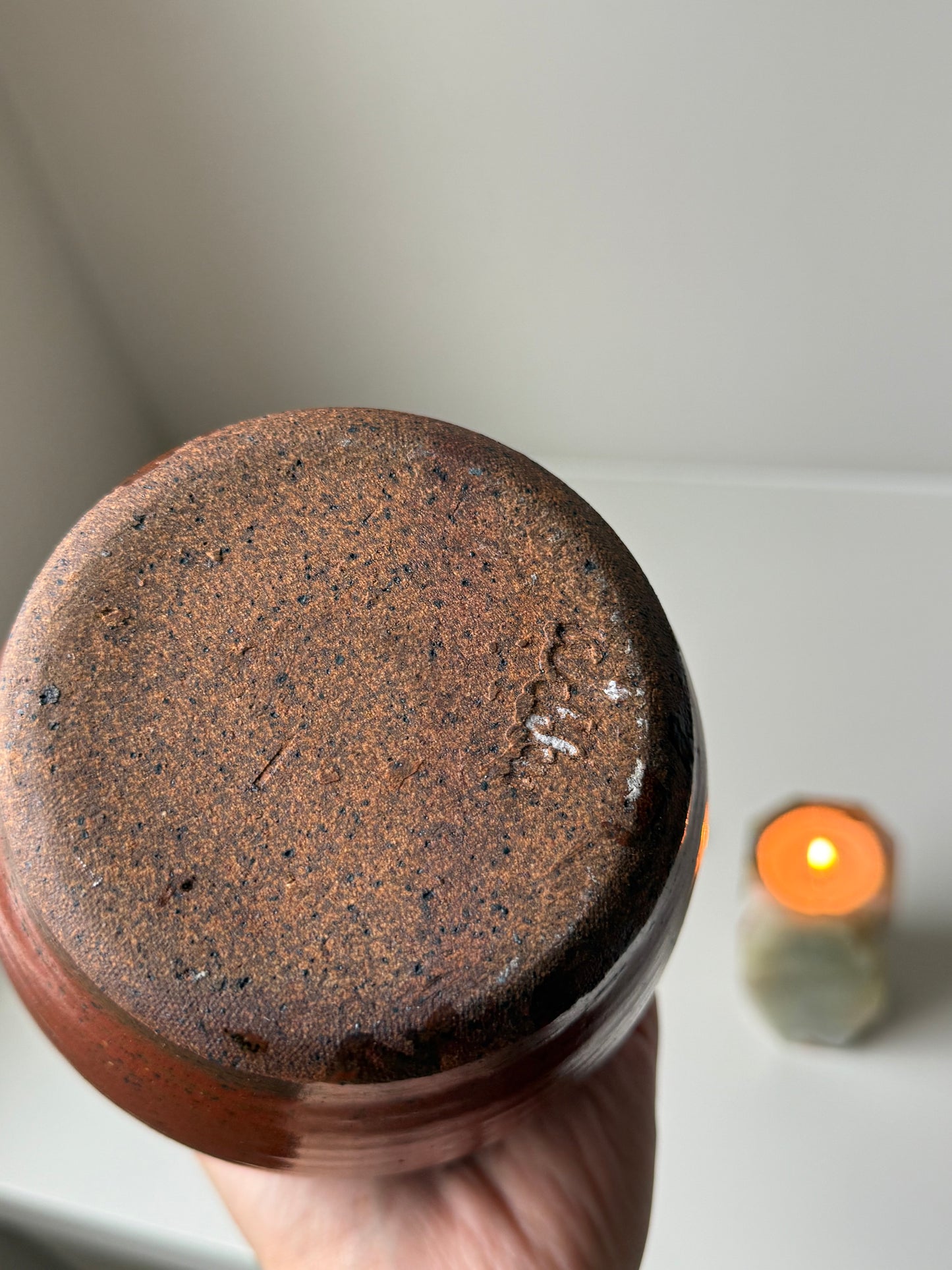 Vintage Ceramic vase sculptural handle