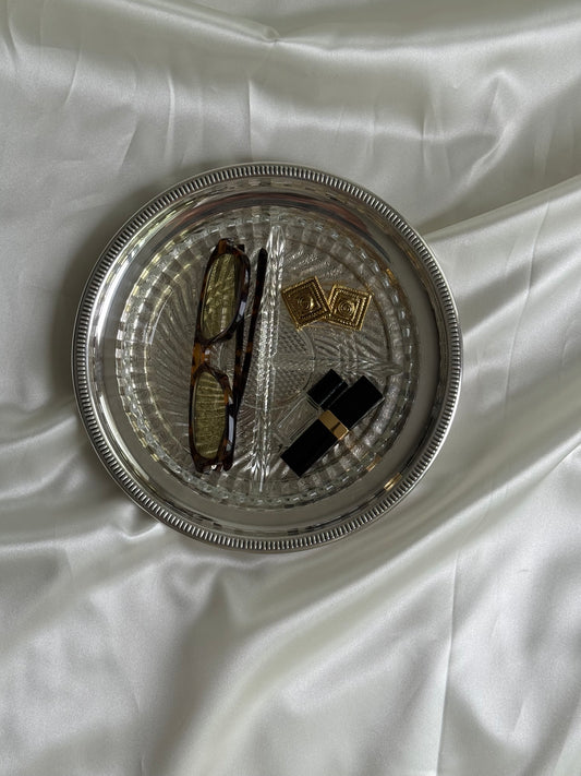 Vintage Primrose Plate E.P. Copper Divided Serving Dish