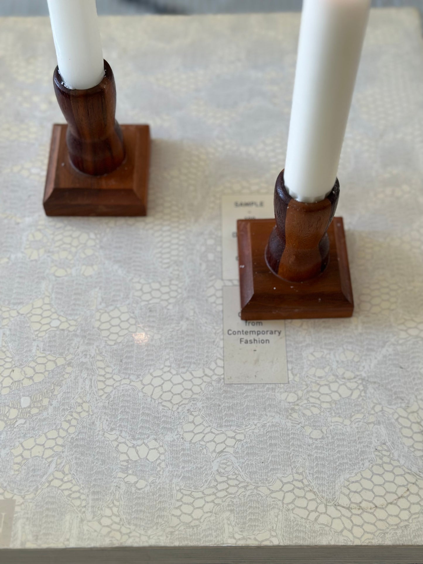 Two wooden candlesticks