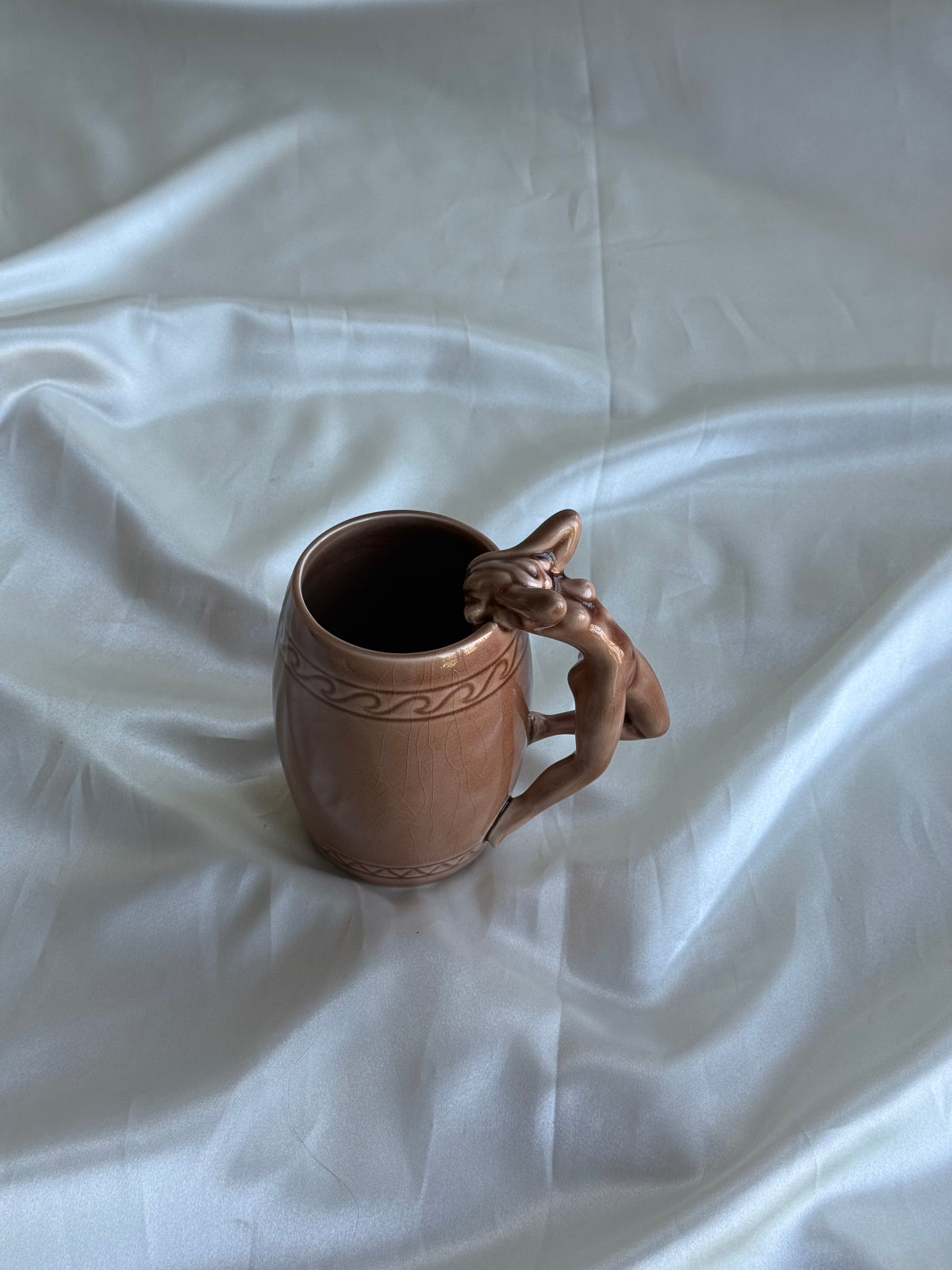 Vintage 1970s Japanese Ceramic Nude Woman Handle Mugs – Set of Two