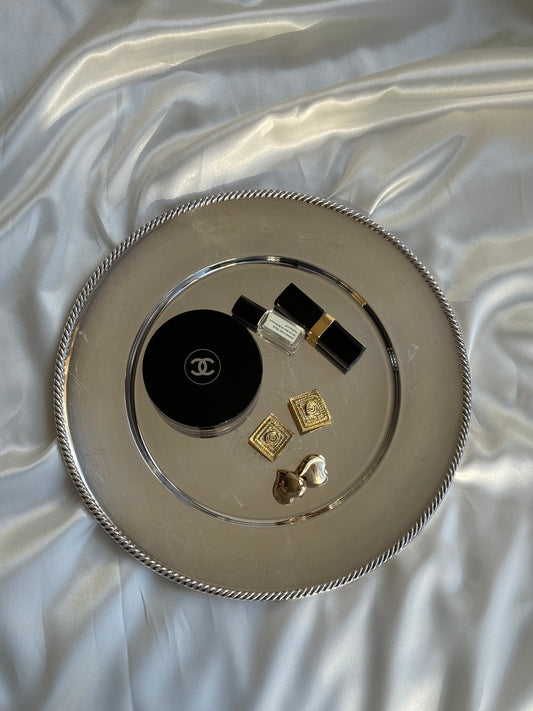 Vintage Silver-Tone Serving Tray