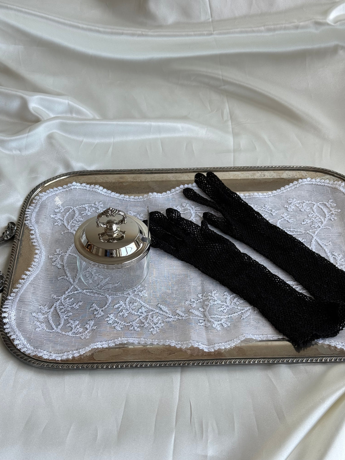 Vintage Silver Plated and Glass Condiment Jar with Ornate Lid & Spoon – Elegant Covered Serving Dish