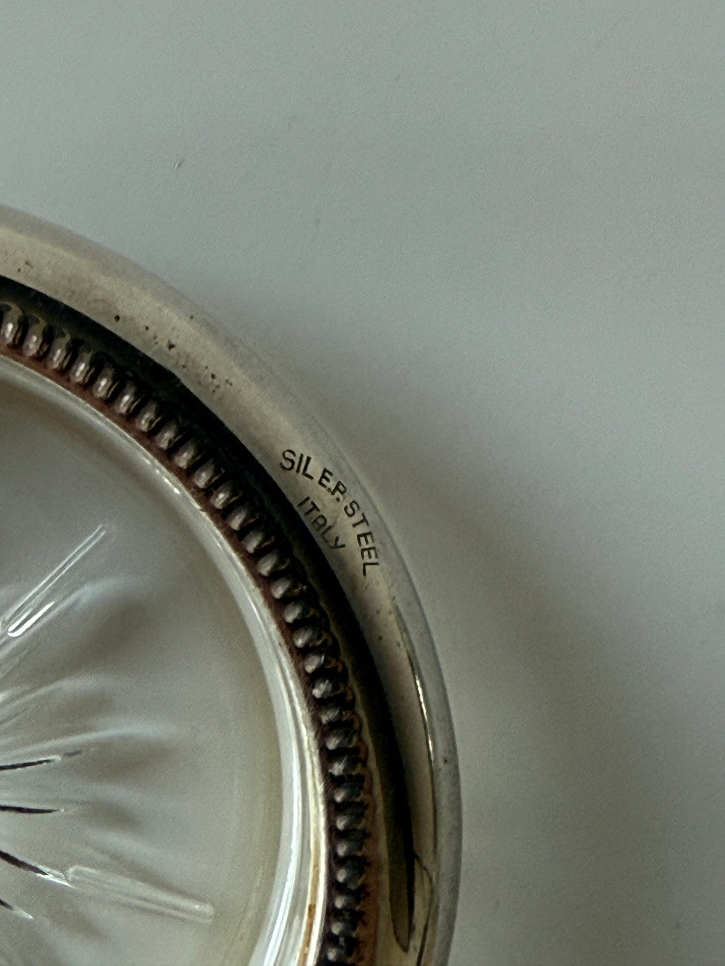 Set of 4 Vintage Silver-Plated Glass Coasters — Made in Italy