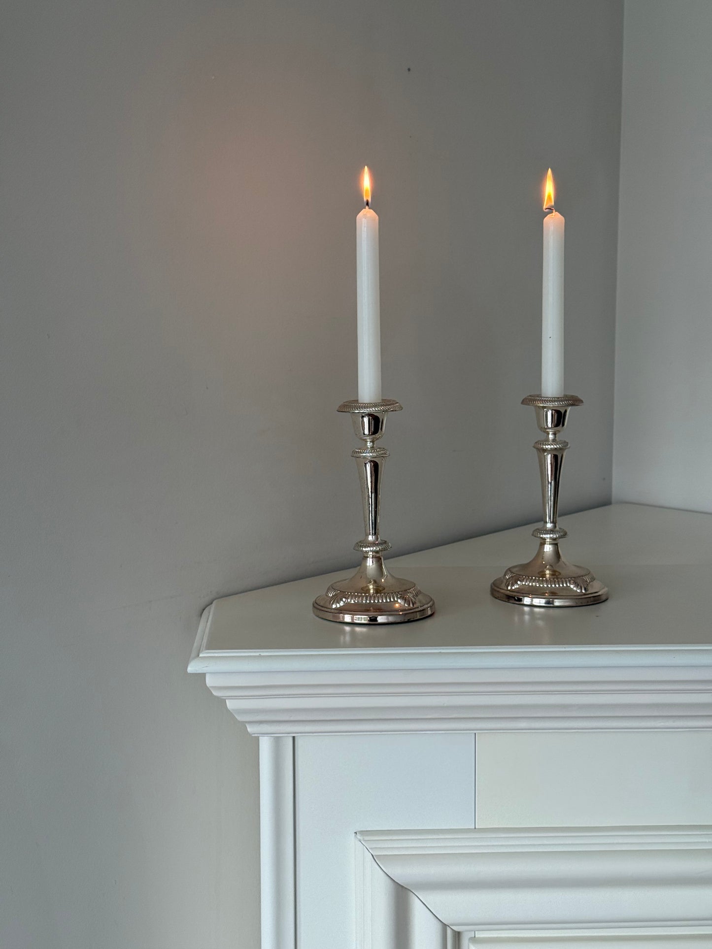 Vintage Silver-Plated Candlesticks — Pair