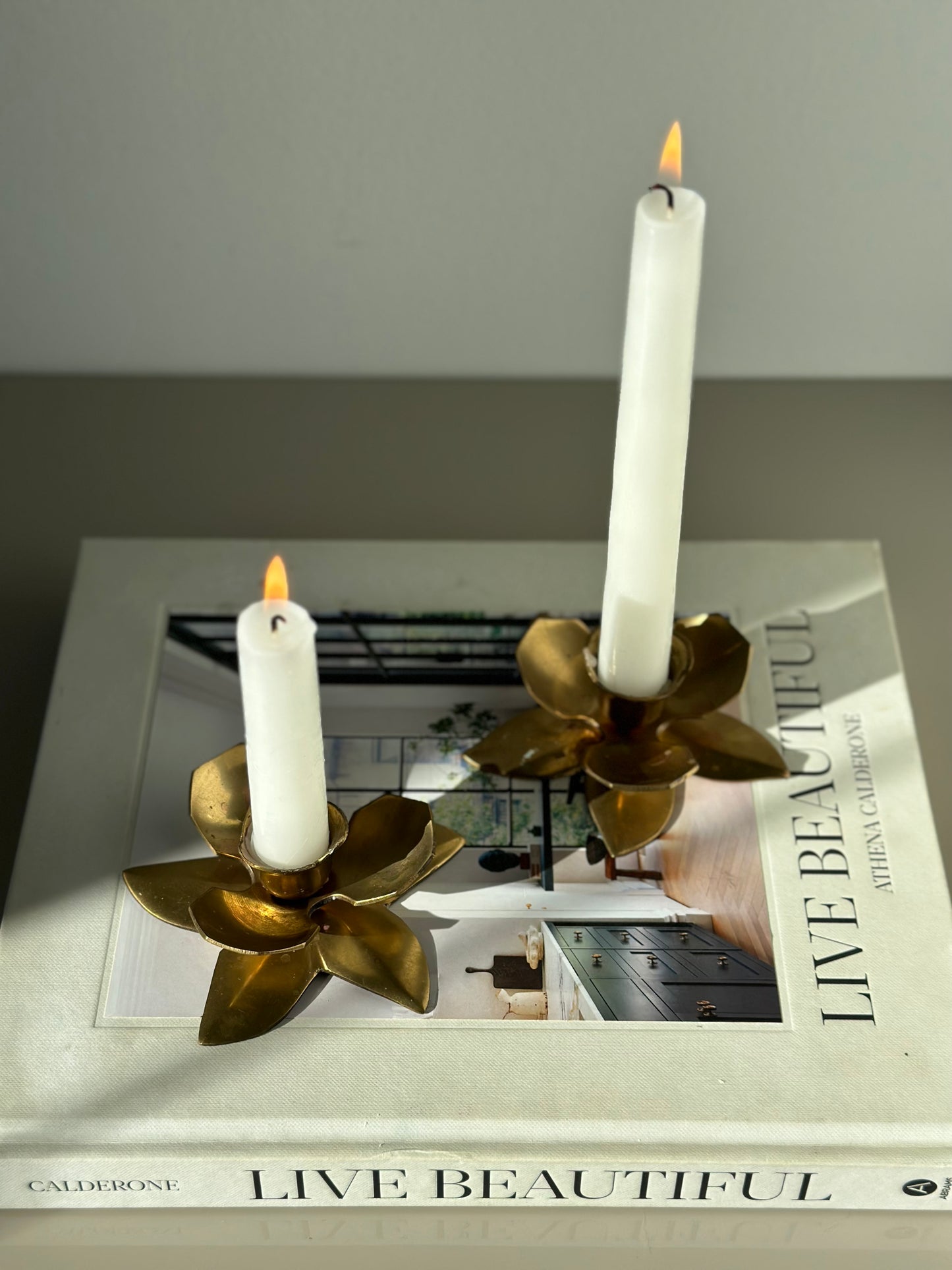 Flower brass candlesticks